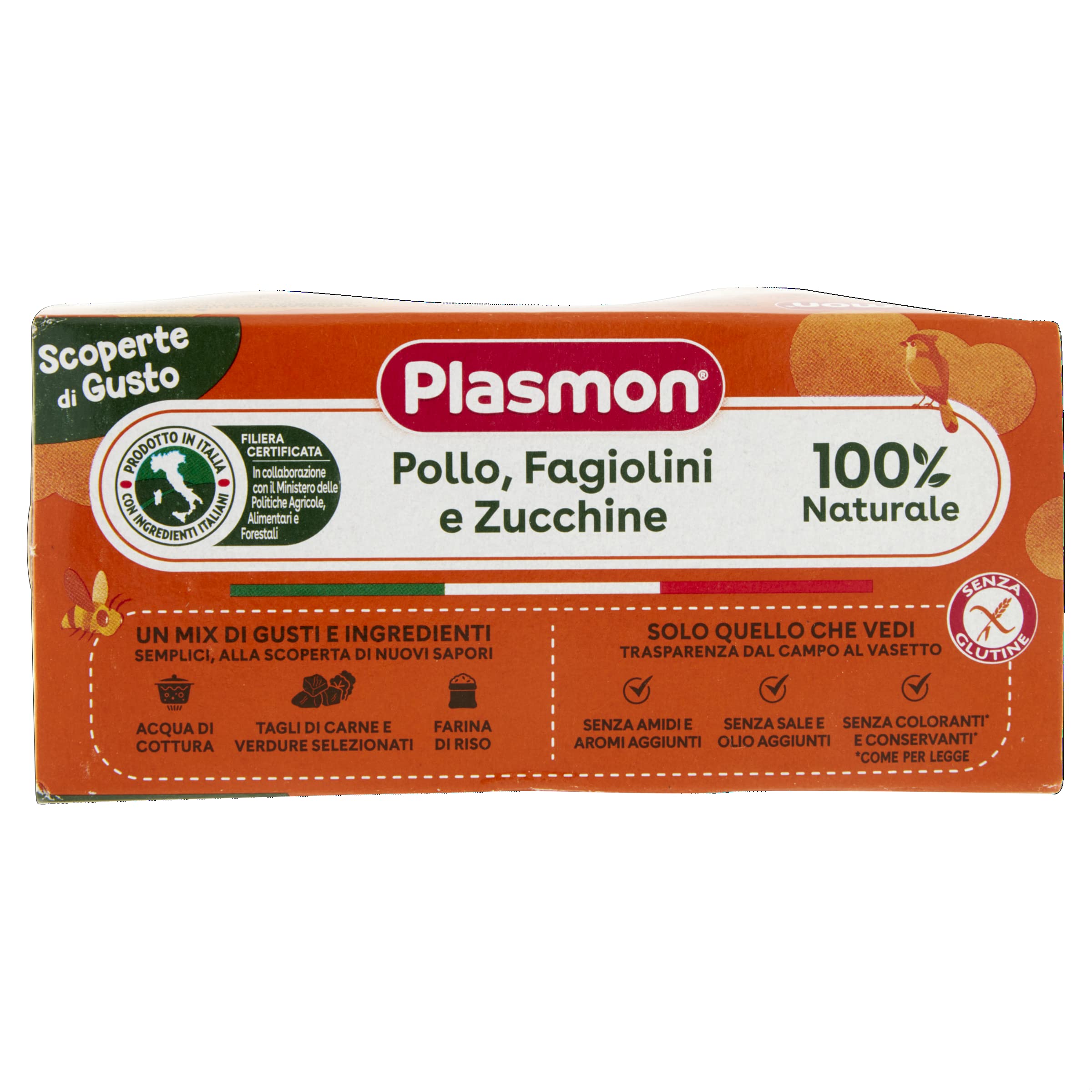 Plasmon Omogeneizzato Scoperte di Gusto Pollo, Fagiolini e Zucchine, 2x120g (12 Confezioni)