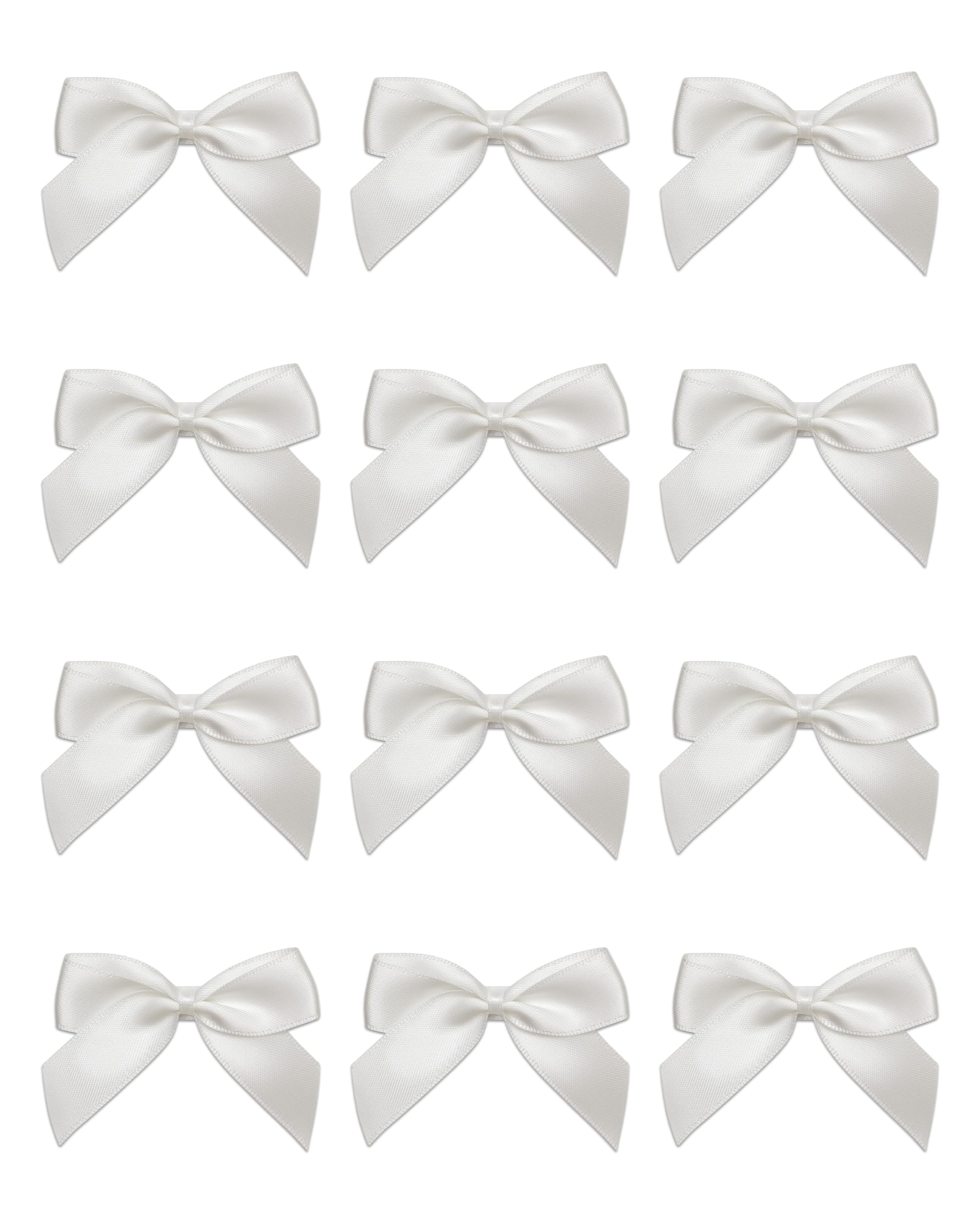 Italian Options Small Satin Ribbon Bows, Self Adhesive Bow Decorations for Crafts, Gift Wrap, Hampers, Hair Bows, Wedding Stationery, Floristry, Christmas, Cakes, Crafting, White, 24 Pack, 5 cm — image 1