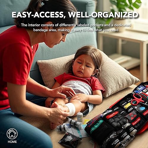 Miniatura 2 de Kit de primeros auxilios de 430 piezas, bien organizado, de alta calidad, impermeable, compacto, para cualquier emergencia, ideal para el hogar,