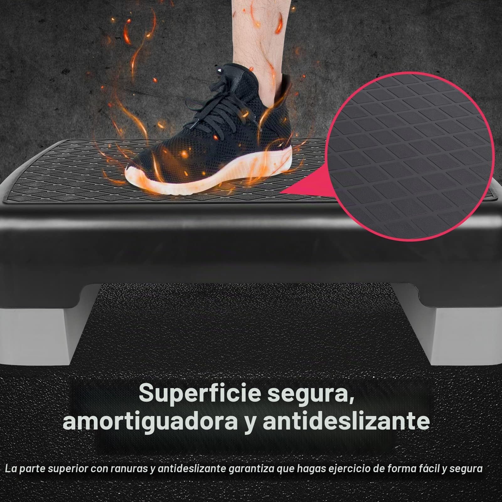 2 niveles de altura ajustable para entrenamiento aeróbico en fitness y ejercicio, plataforma de entrenamiento con 2 elevadores ajustables de 10 cm a 15 cm (gris)