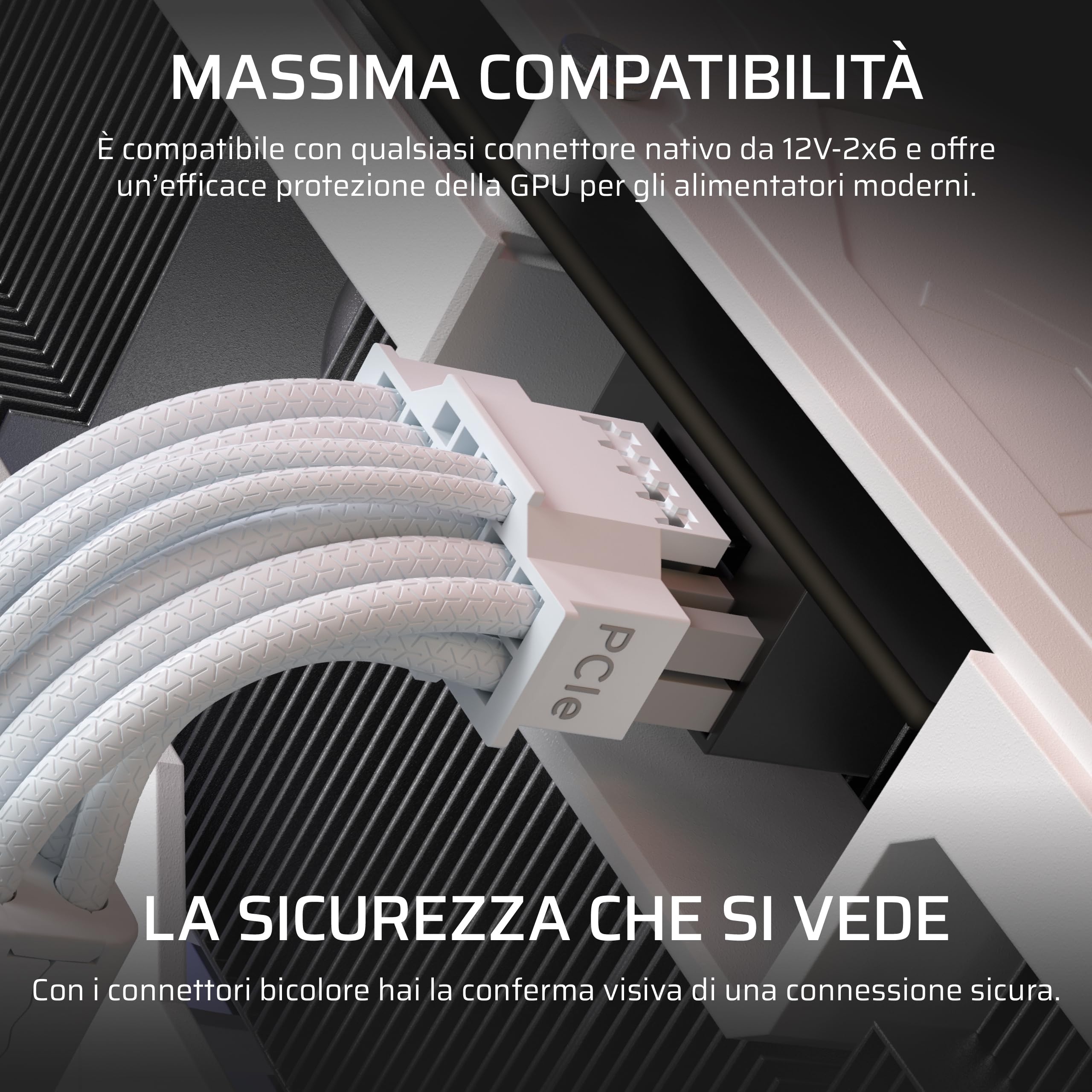 Corsair ThermalProtect PCIe 5.1 600W 12V-2x6 Cavo – Bianco | Protezione da sovratemperatura (OTP) integrata, Compatibile con alimentatori dotati di connessione 12V-2x6