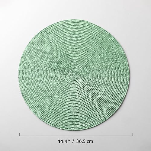 Miniatura 7 de Juego de 6 manteles individuales redondos tejidos de plástico, lavables y lavables para mesa de comedor, resistentes al calor, antideslizantes,