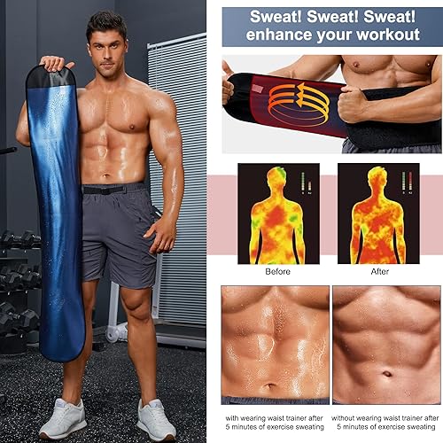 Miniatura 2 de MOLUTAN Faja reductora de cintura para hombres y mujeres, bandas para sudar, cinturón de sudor, adelgazante, trajes de sauna