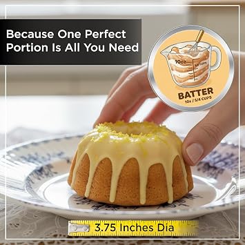Wrenbury Nonstick Mini Buntz Cake Pan Non Stick for Baking - 6 Cup Bundlette Fluted Cake Tin for Small Cakes - PFOA Free and Dishwasher Safe - 3.75 Cup Width