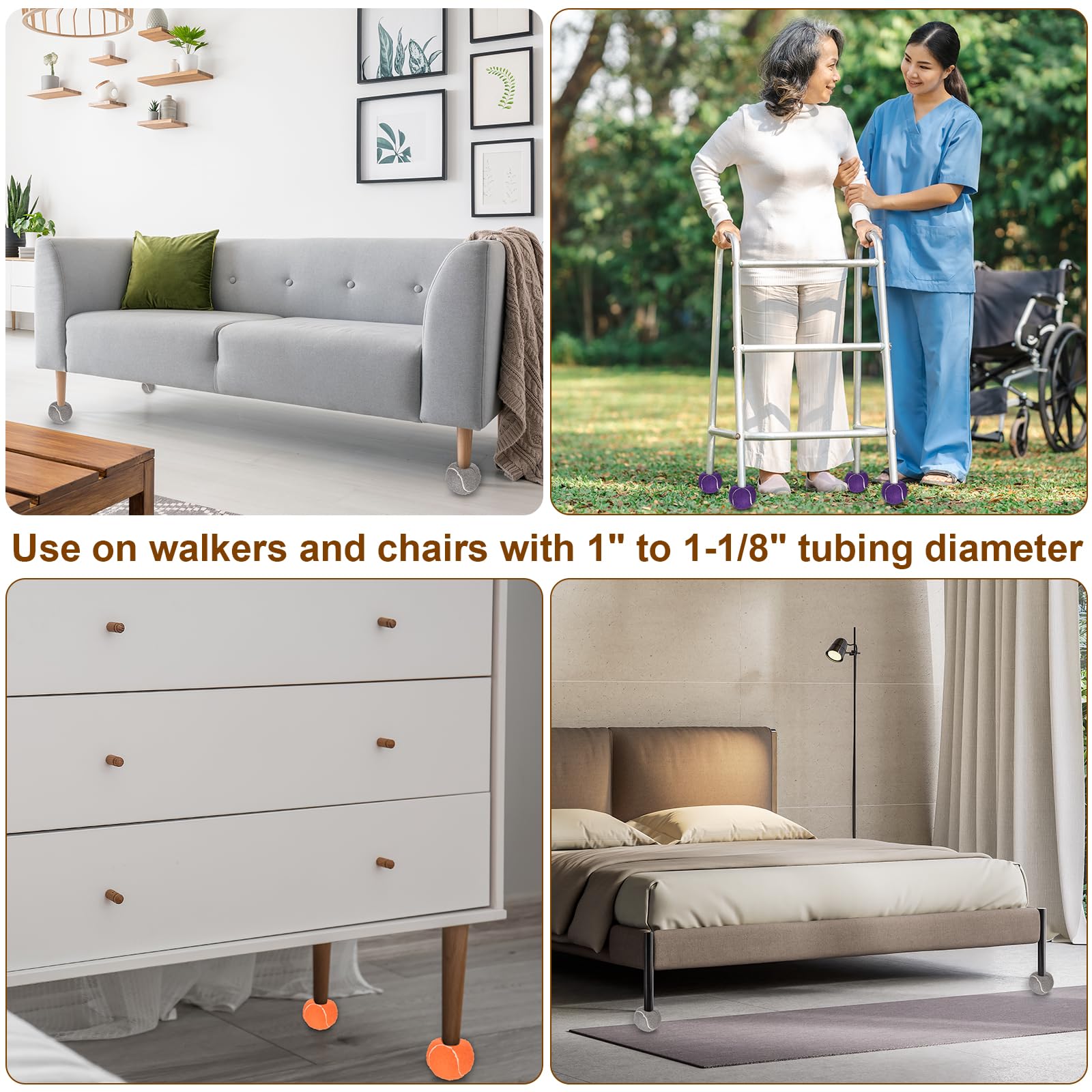 Lot De 24 Balles De Tennis Prédécoupées Pour Pieds De Meubles Et