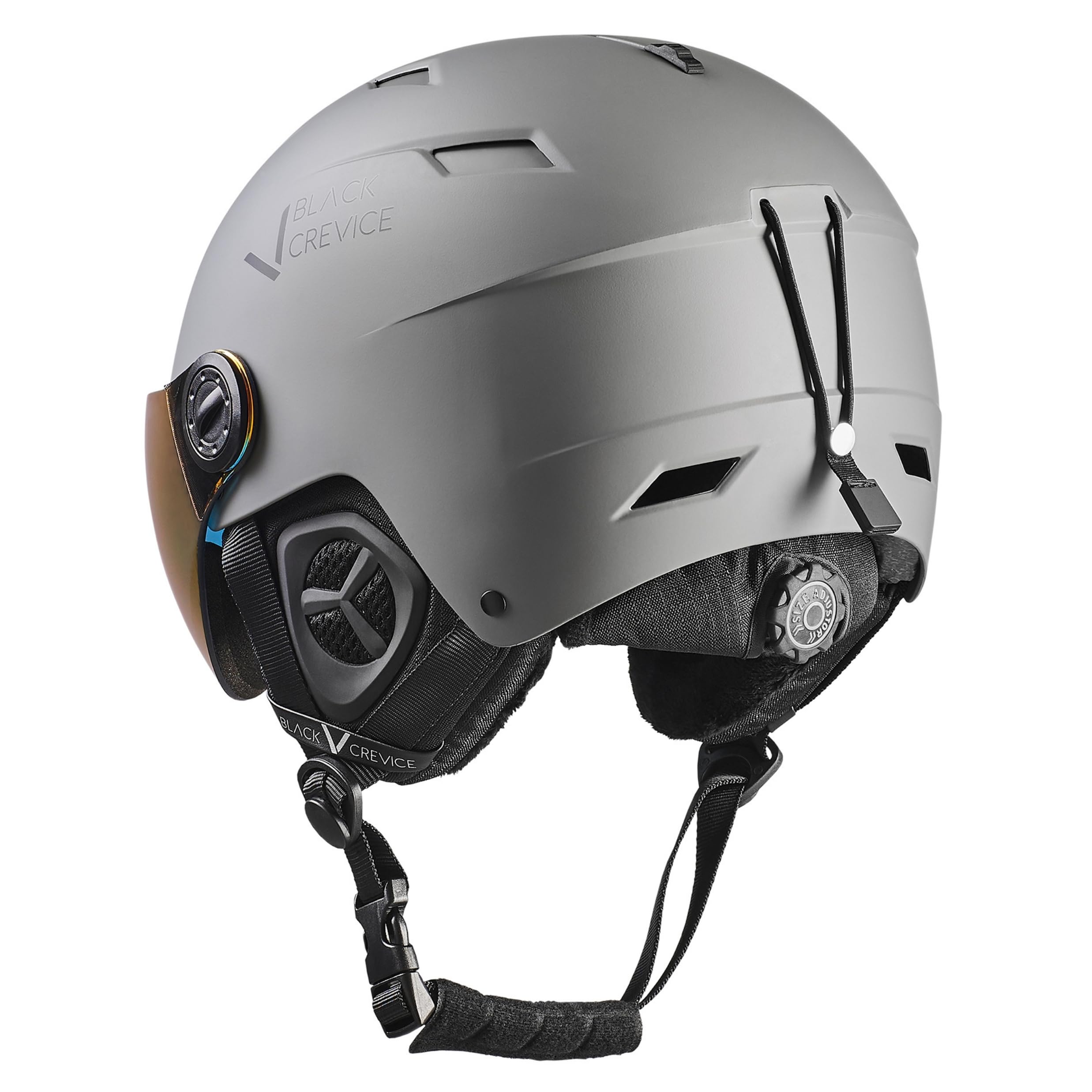 BLACK CREVICE Skihelm Kirchberg mit Visier und Lüftungsöffnungen - Atmungsaktiver Helm für Herren & Damen