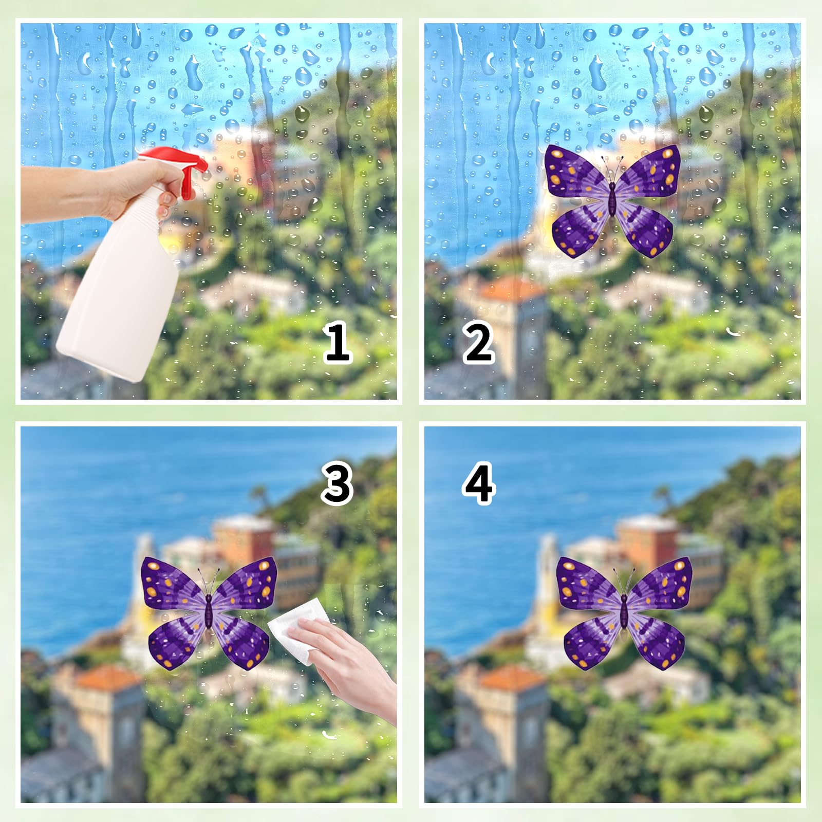 Adesivi Primavera Per Finestre - 8 Pezzi Removibili, Fiori E Farfalle, Decorazione Colorata - Foto 2