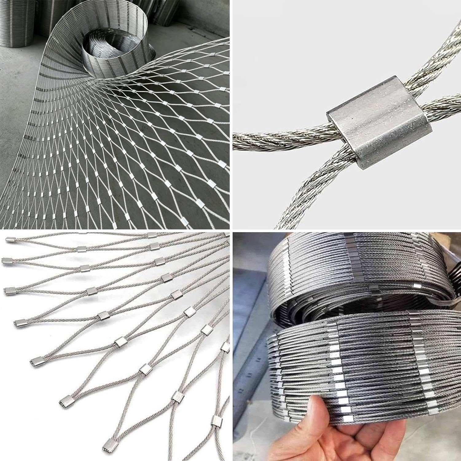 Grillage Souple INOX Cable - Clôture De Sécurité À Mailles De 3cm