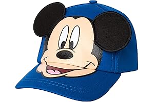 Disney Boys' Mickey Mouse Baseball Cap - 3D Ears Curved Brim Strap...