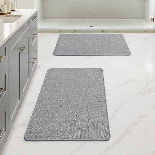 MIULEE Juego de 2 alfombras de baño ultrafinas, de goma para baño, antideslizantes, de secado rápido, absorbentes, lavables a máquina, se ajustan