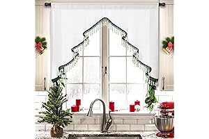 Green Pompom Christmas Curtains for a Festive Touch