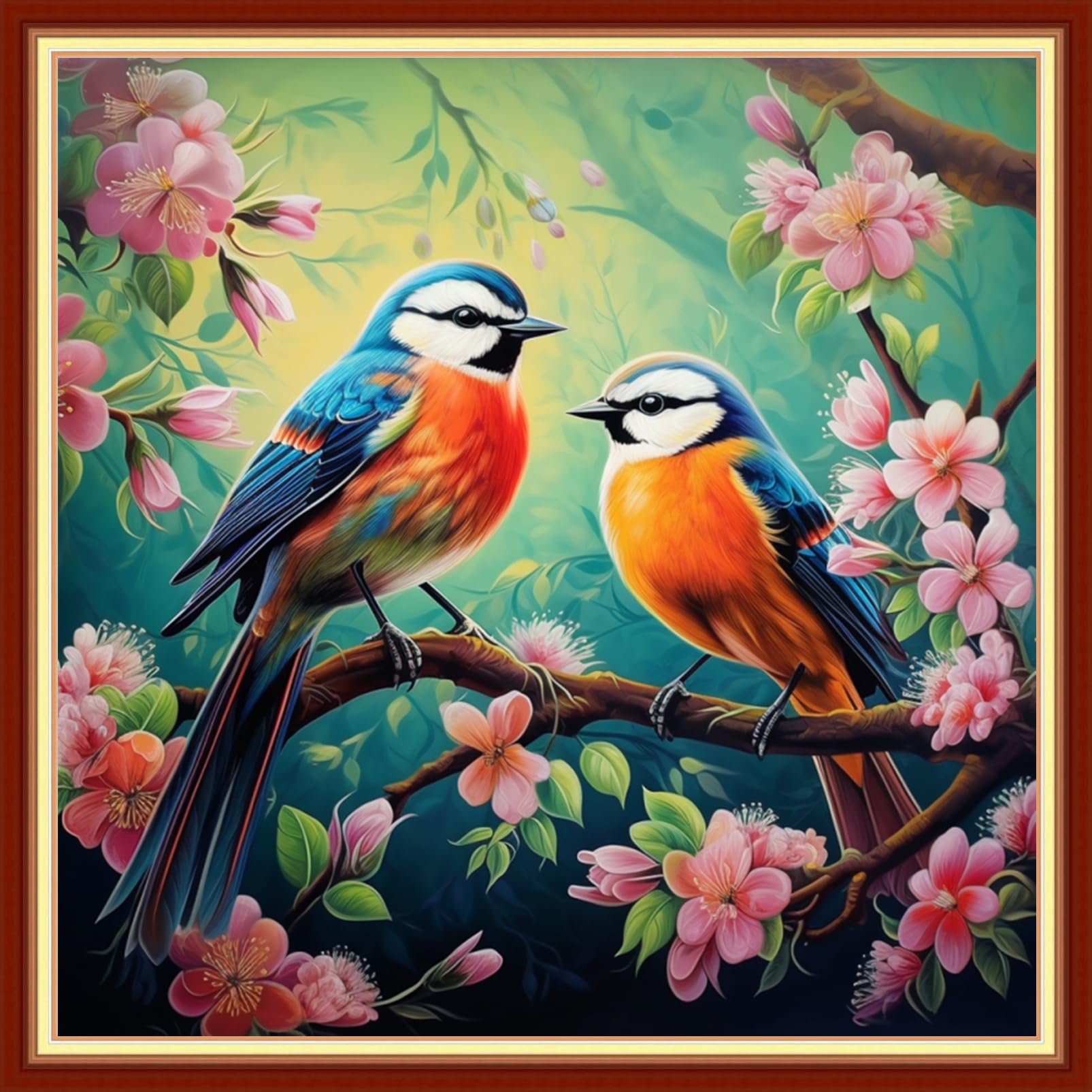 Findvoor Stamped Cross Stitch Kits for Beginners Full Range of Cross Stitching Embroidery Pattern for Adults, 11CT DIY Needlepoint Embroidery Starter Kits-Bird Magnolia 17.7x17.7 inch