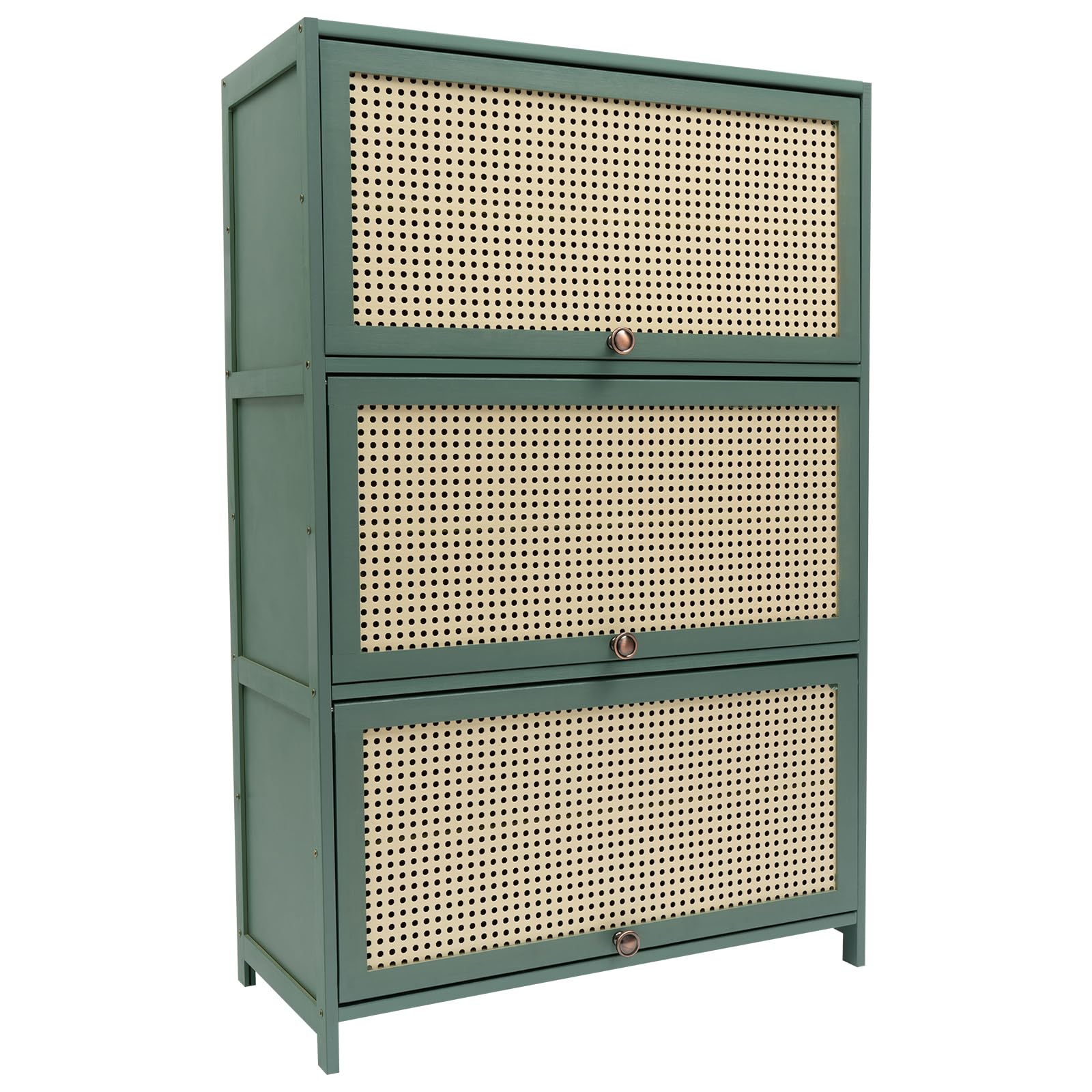 BILPIKOGoo Shoe Rack Organizer Cabinet, 7-Tier Bamboo Free Standing Shoe Storage Shelf with Flip-up Doors, Tipping Shoe Cabinet for Closet, Hallway,