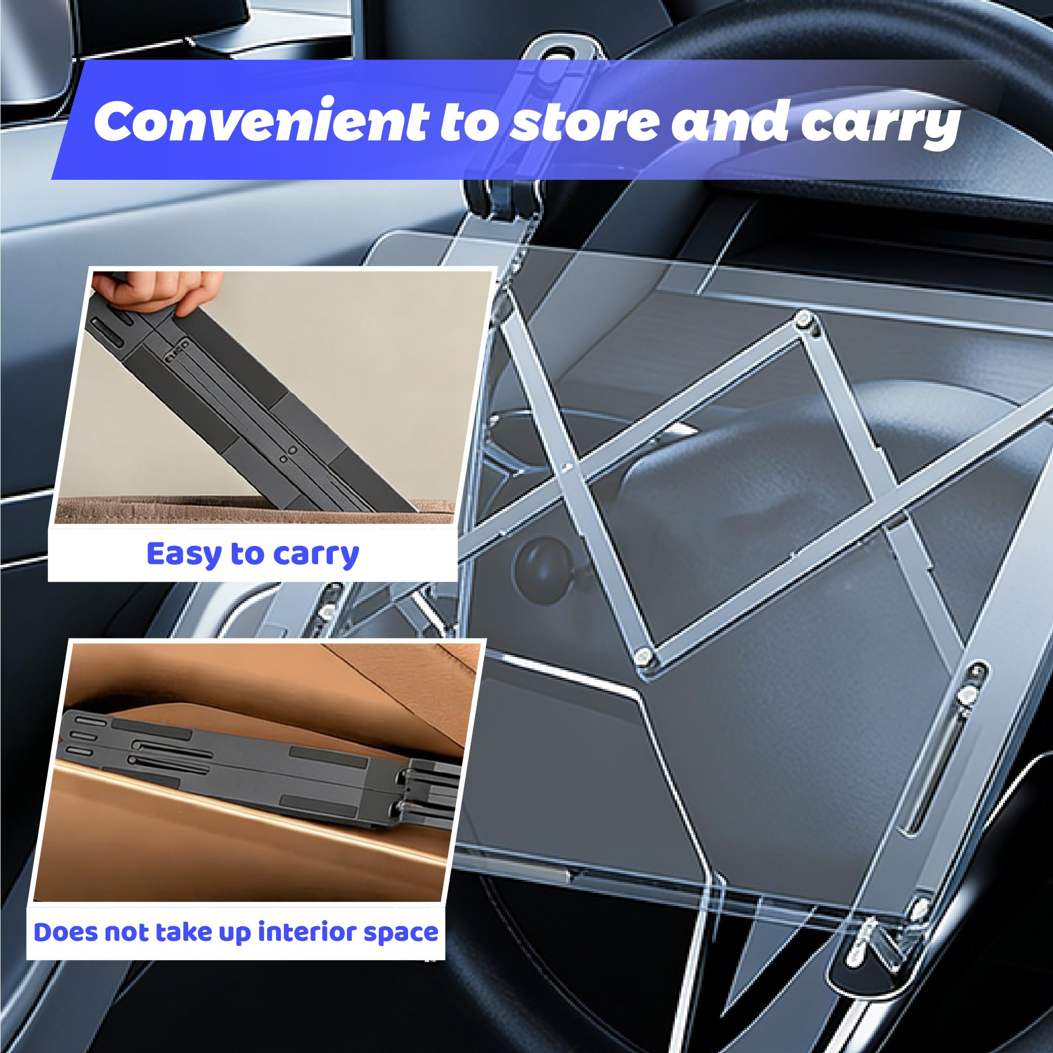 Supporto per Volante Pieghevole per Mini 2-Doors/4-Doors One First, One 55KW, One, Volante, Regolabile in Altezza Struttura Supporto per Laptop in Alluminio,B-Grey