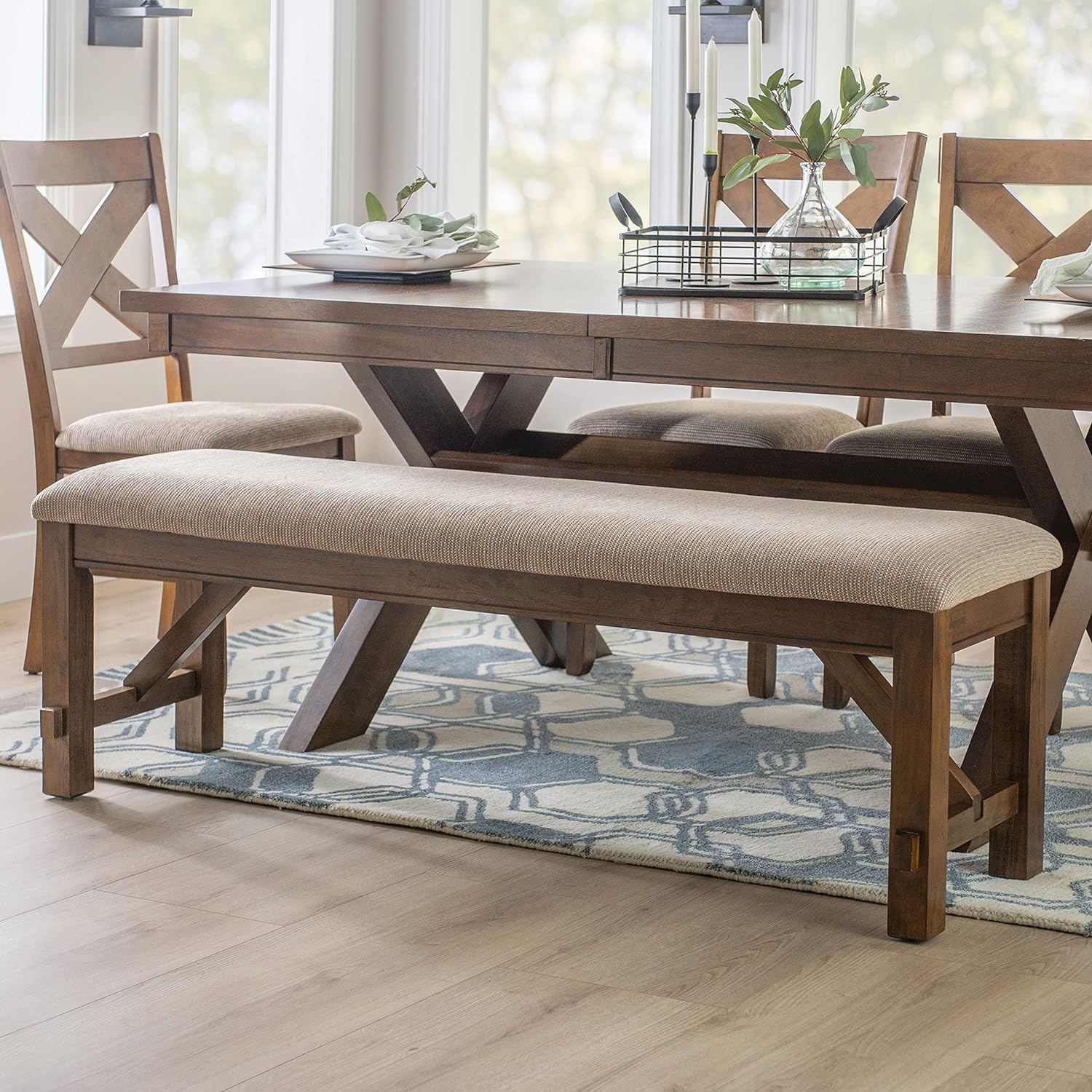 Md Decor Solid Sheesham Rustic Wooden Bench for Garden | Indoor Seating | Living Room | Kitchen | Home | Bedroom 60" L x 16" W x 20.25" H (Natural)