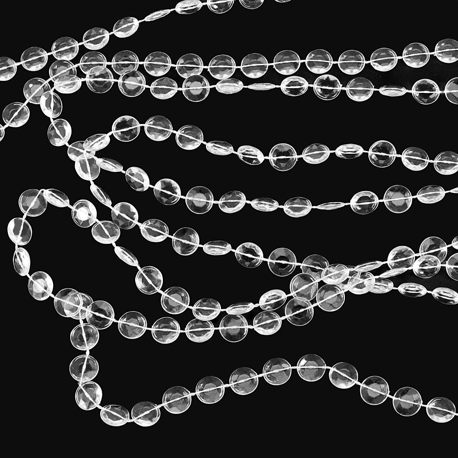 ZOENHOU 4 cuentas de cristal acrílico de 99 pies, cuentas de cristal transparente como cuentas de bricolaje guirnalda de diamantes envueltas por el rollo para cortina, boda, fiesta de cumpleaños