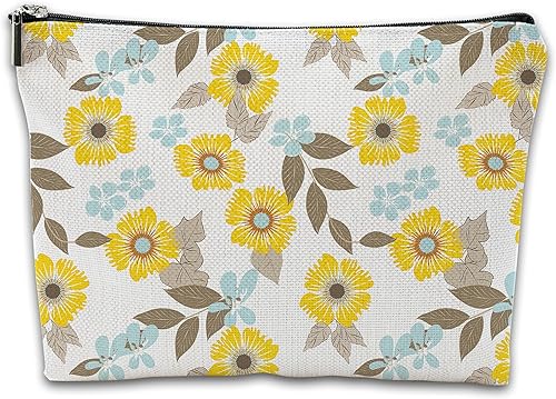 iapodiad Bolsa de cosméticos, bolsa de maquillaje de flores abstractas, impermeable, pequeña, portátil, para mujeres y niñas, para viajes, estudio,