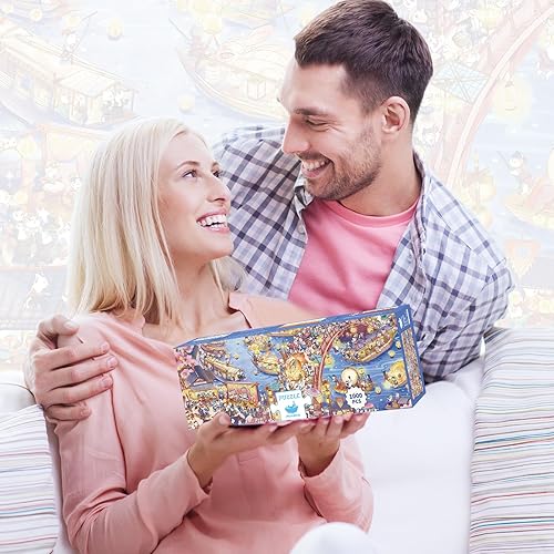 Miniatura 7 de MOMIBOOK - Rompecabezas de 1000 piezas para adultos, de Vintage Village Town, divertido, con imagen de pintura, alivia el estrés, previene la