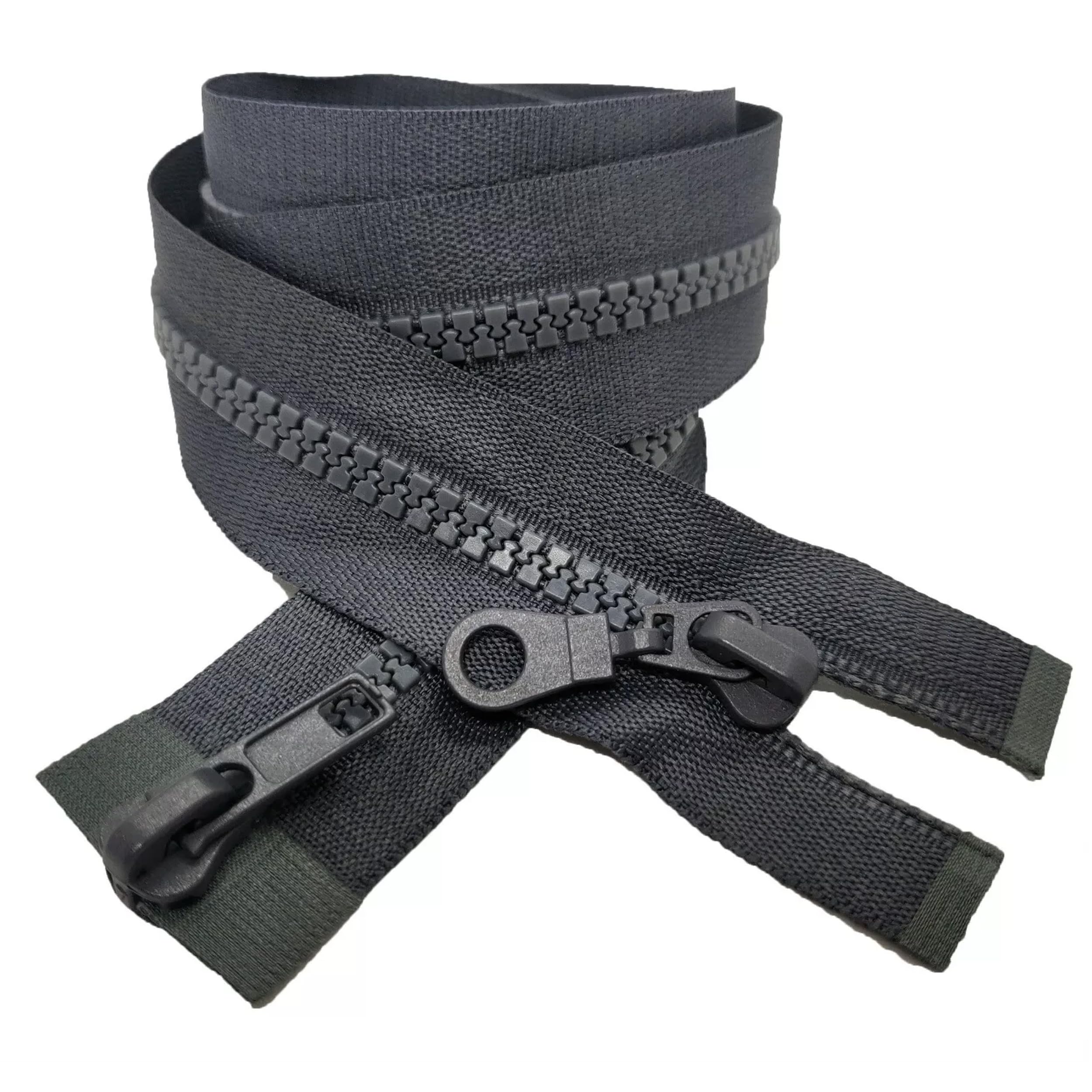 Zips & Bobs Dark Grey 2 Way Chunky Zip Size #5 Open End Zipper Two-Way For Jackets Sweatshirts Two Sliders Fully Separated Fastener (, 70Cm (27.5''))