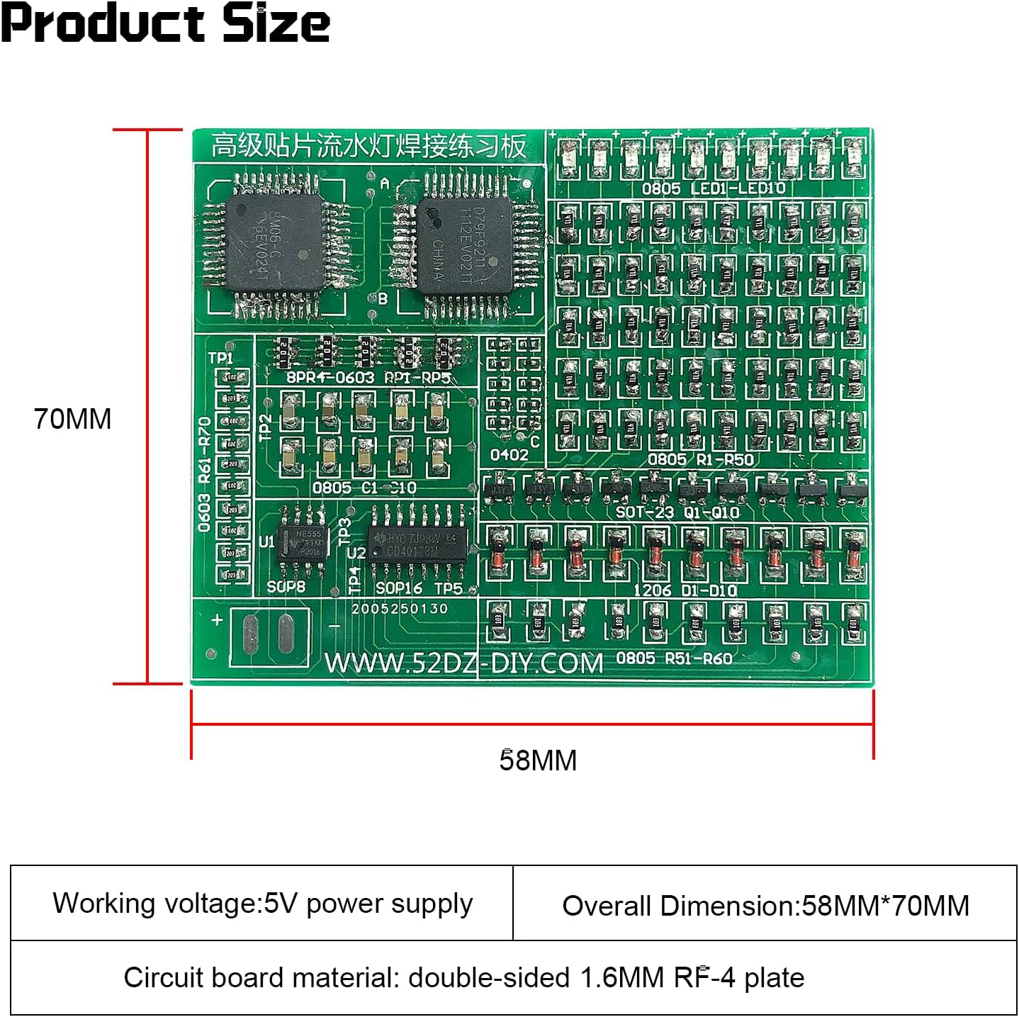 SMT Soldering Practice Board Kit, SMD Welding Practice Training Kit, DIY Electronic Circuit Kit for STEM Beginners & School Education (Green)