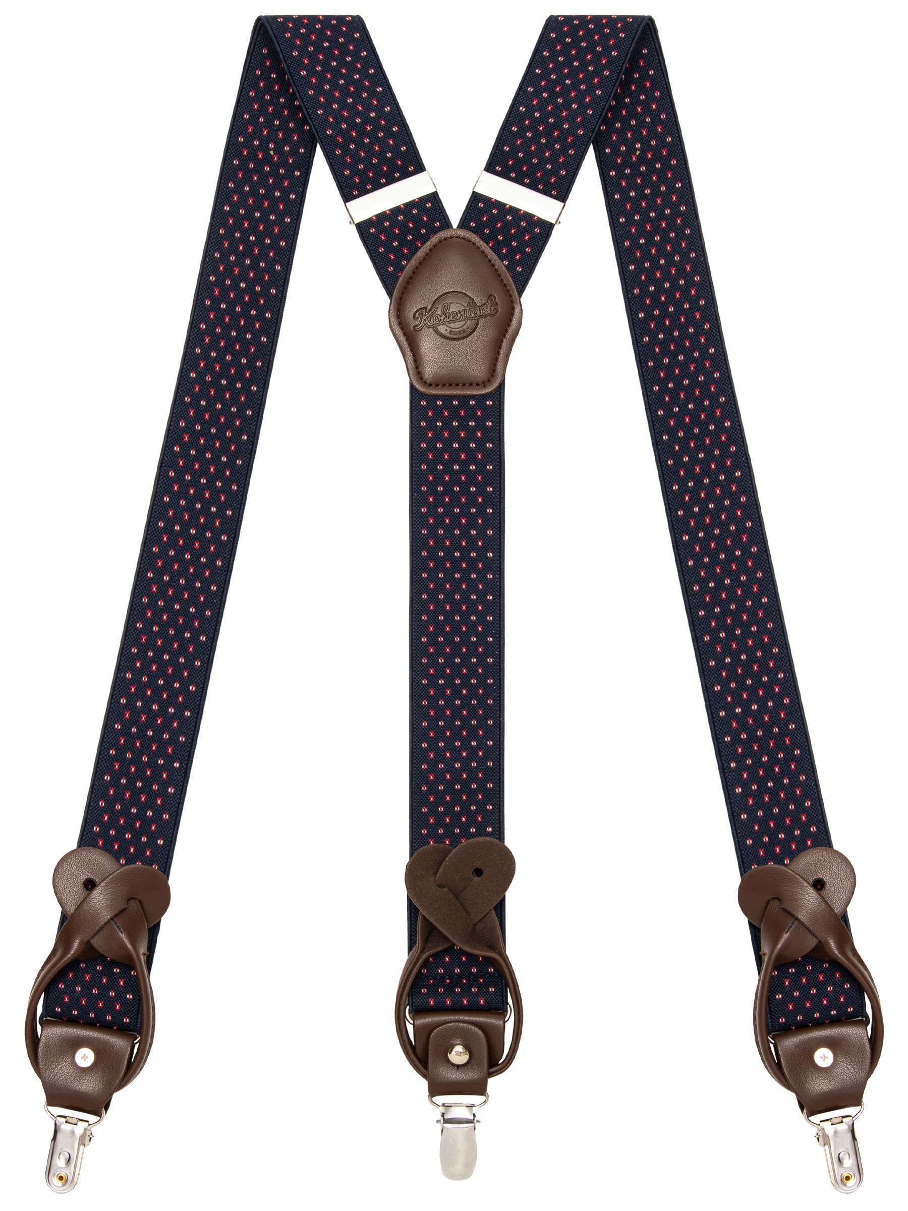 Suspenders for Men with Clip &amp; 6 Buttons 1.4in Y-Shape Stainless Steel