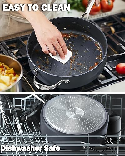 Miniatura 7 de Cooks Standard Sartén antiadherente de 4 cuartos de galón con tapa, sartén profunda de 10.5 pulgadas de profundidad, utensilios de cocina de