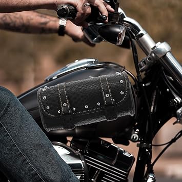 NUOBESTY Waterproof Pattern Motorcycle Tail Bag Mini Tool Saddlebag Small Panniers for Motorbike Rear Carrier Storage