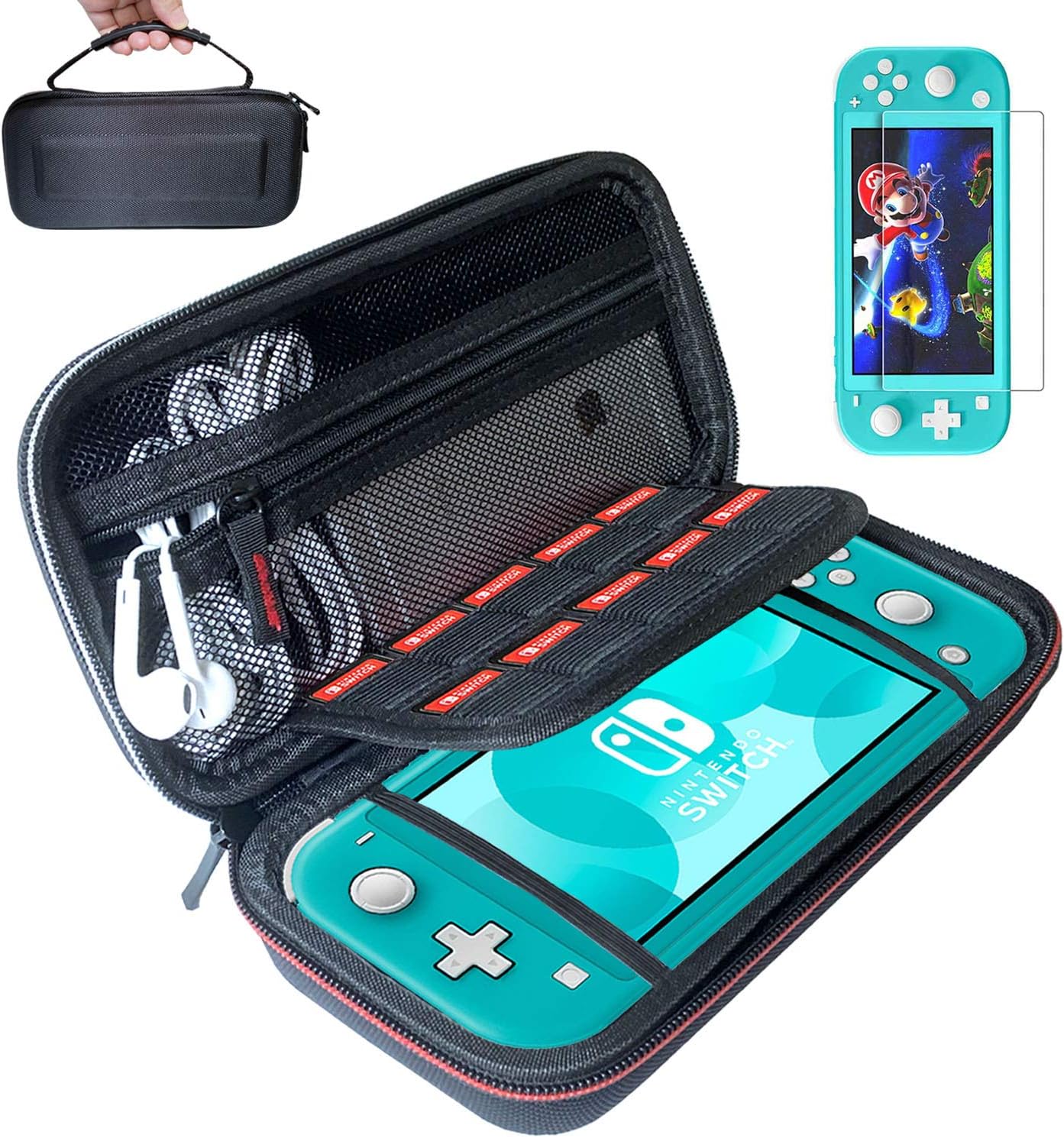 Aplus Carrying Case for Nintendo Switch Lite with 1 Pack Screen Protector, Portable Travel Carry Case with Storage for Switch Lite Games & Accessories