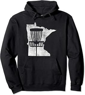 Minnesota Disc Golf State with Basket Distressed Graphic Pullover Hoodie