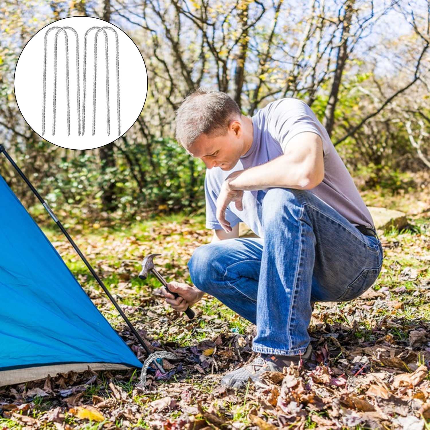 Ancoraggi A Terra Per Trampolino - 8 Pezzi, 40cm, Acciaio Con Adattatore Trapano - Foto 11
