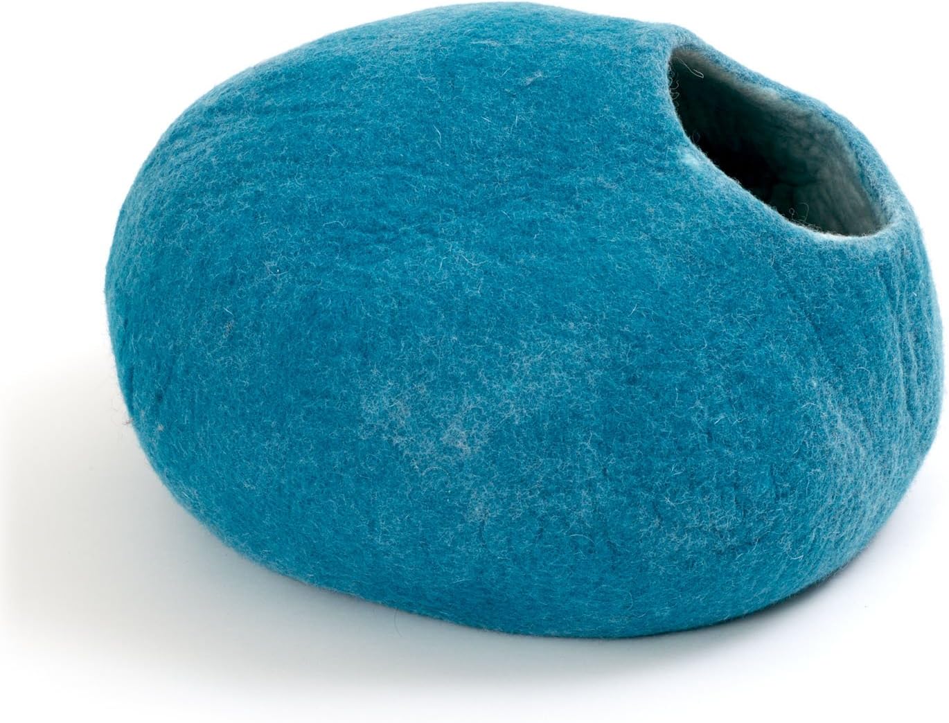 Cat bed cat cave cat house XL – also for big cats or small dogs – sturdy outside & cuddly soft inside – handmade of New Zealand wool – ocean blue