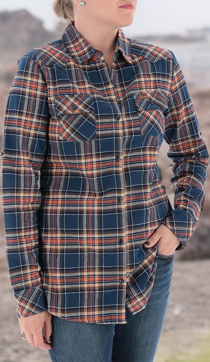 Legendary Whitetails Womens Stockyards Plaid Flannel Shirt - Image 6
