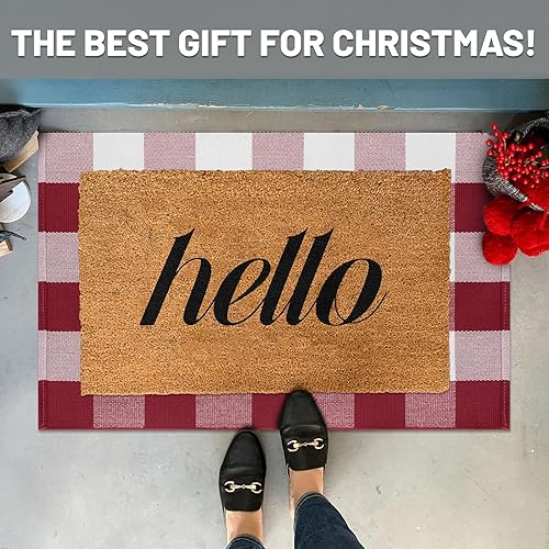 Miniatura 313 de IOHOUZE - Tapete a cuadros estilo búfalo de 5 x 8 pies para interiores y exteriores, lavable, para sala, tapete de bienvenida primavera-verano