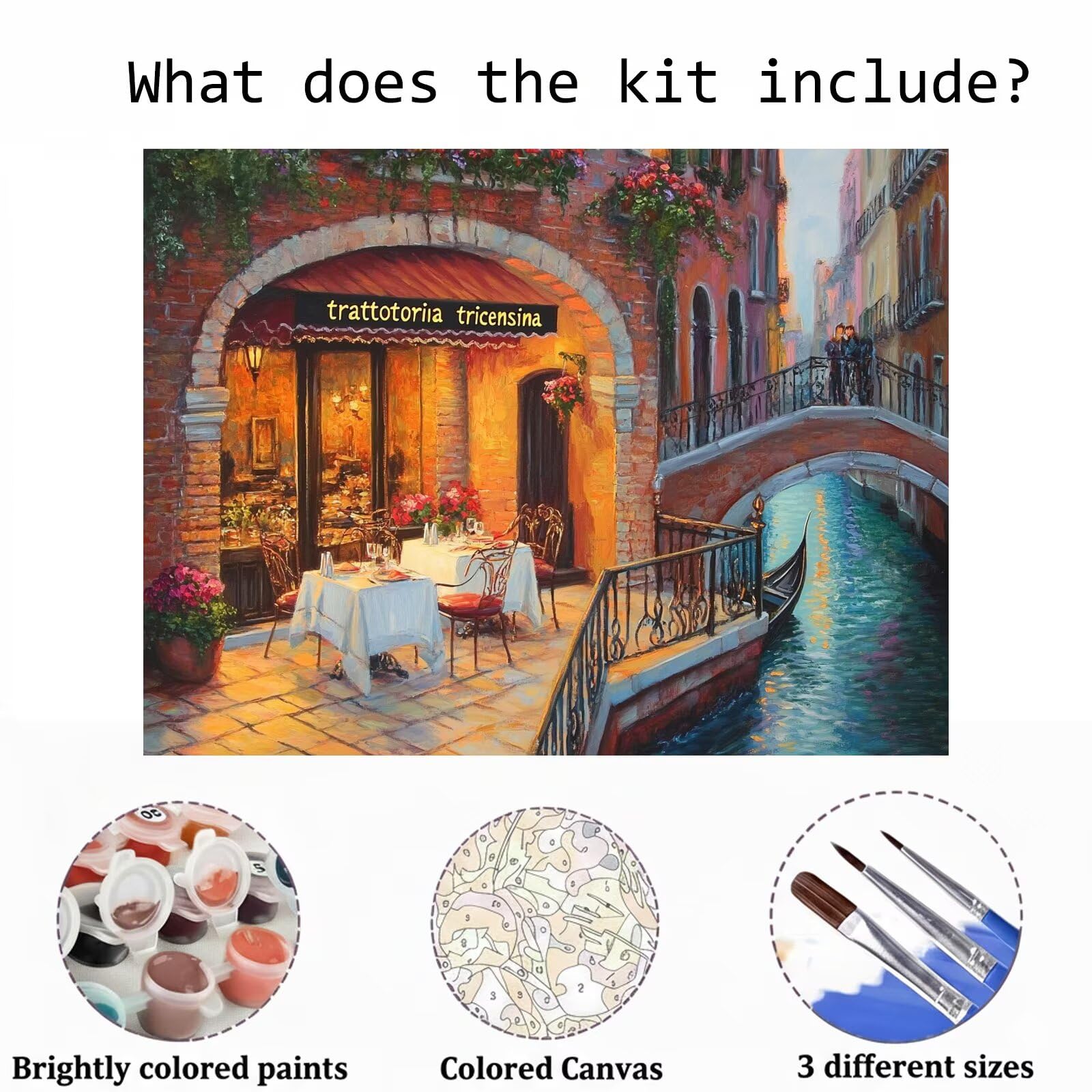 Dipingere con i Numeri Adulti Italia, Kit di Pittura a Olio su Tela DIY con Pennelli Pittura a Pigmento Acrilico, Paint by Numbers Venezia Disegno, Decora la Casa Regalo 70x100cm (Senza Cornice)-#797k