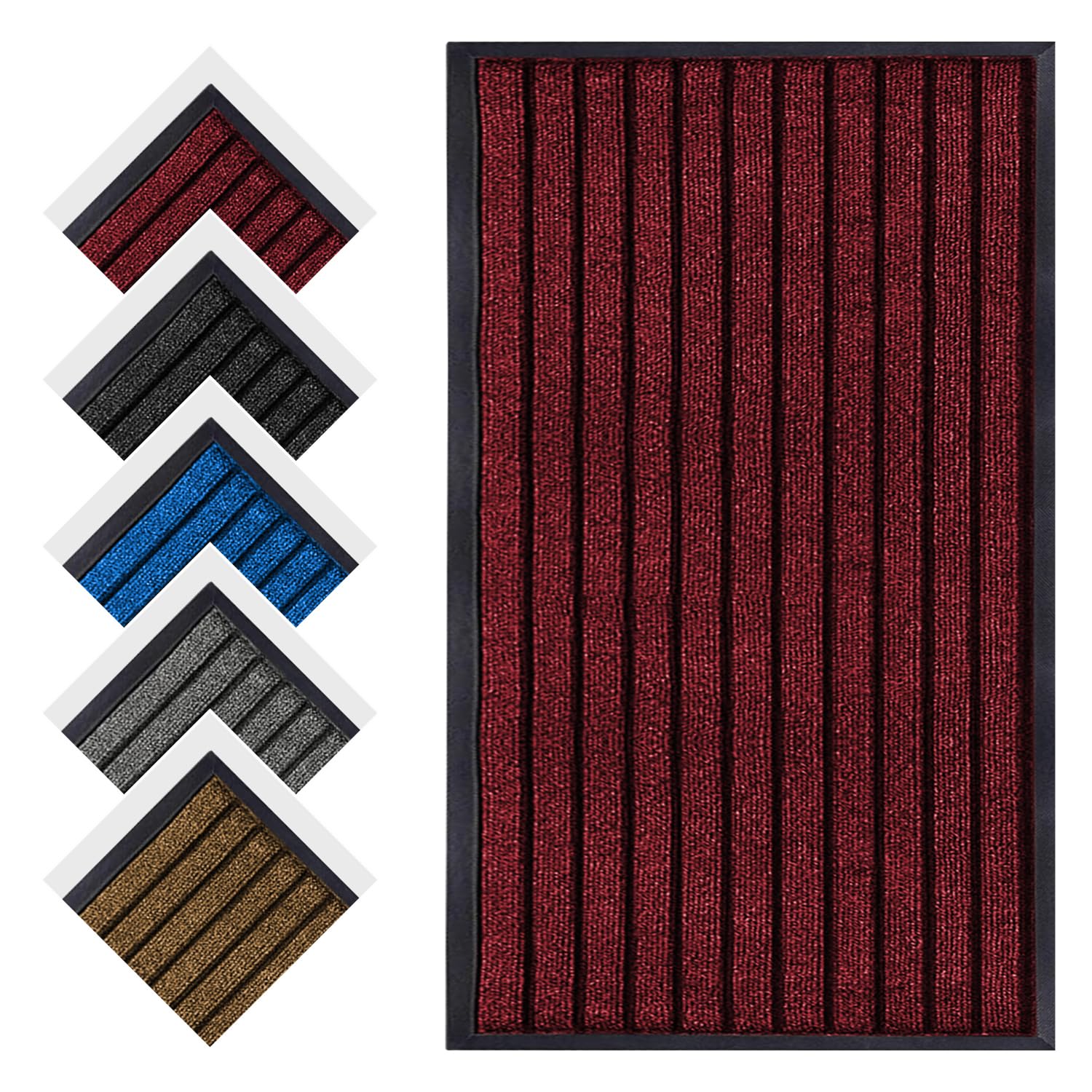 Aspire Homeware Red Door Mat Indoor & Outdoor - 40x60cm Shoe Scraper Anti Slip Rubber Mat Super Absorbent Dirt Trapper Doormats Washable Lightweight Floor Mats