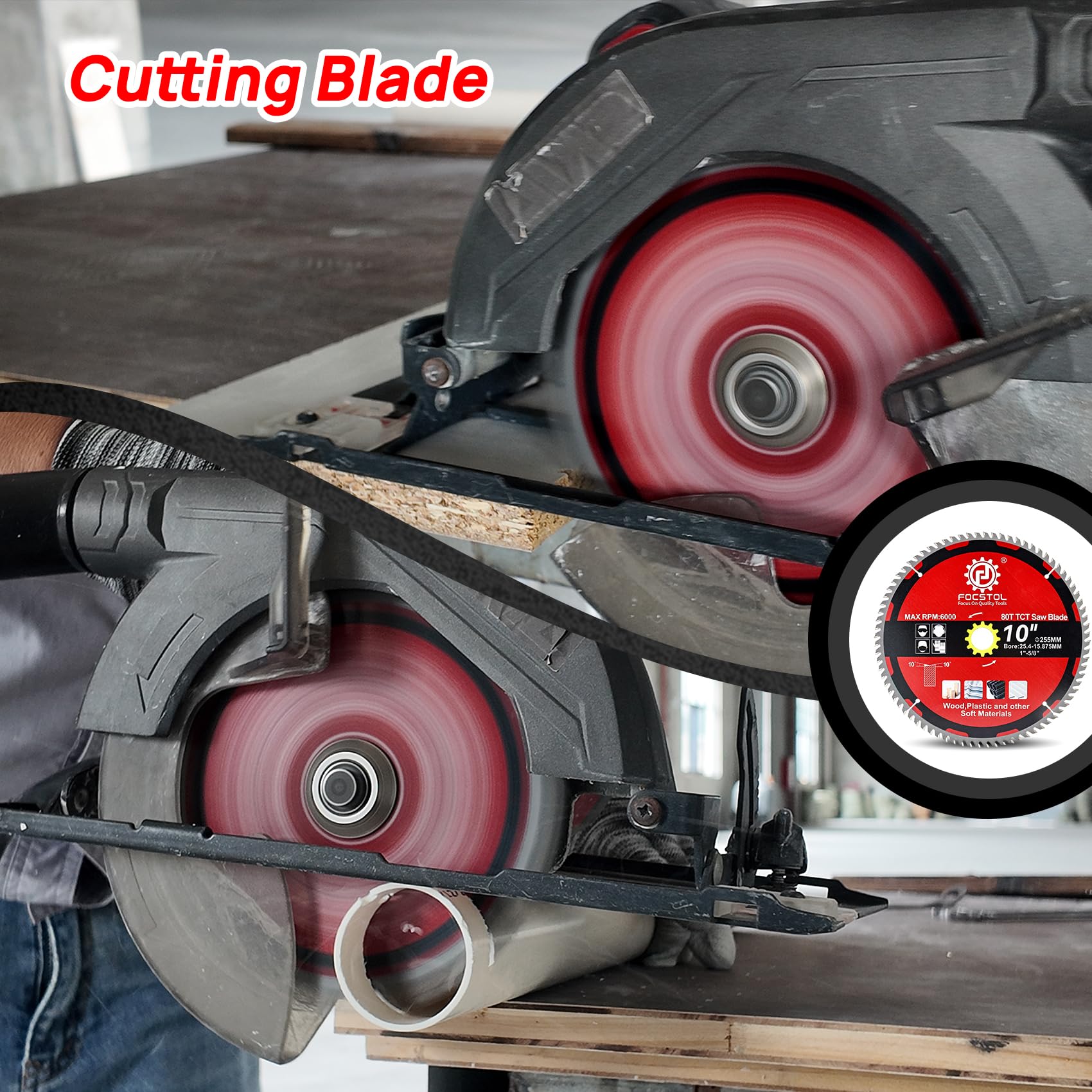 FOCSTOL Wood Cutting Circular Saw Blade 255mm, 80 Tooth TCT Cutting Blade for Cutting Wood Plywood, Particle Board - Image 3