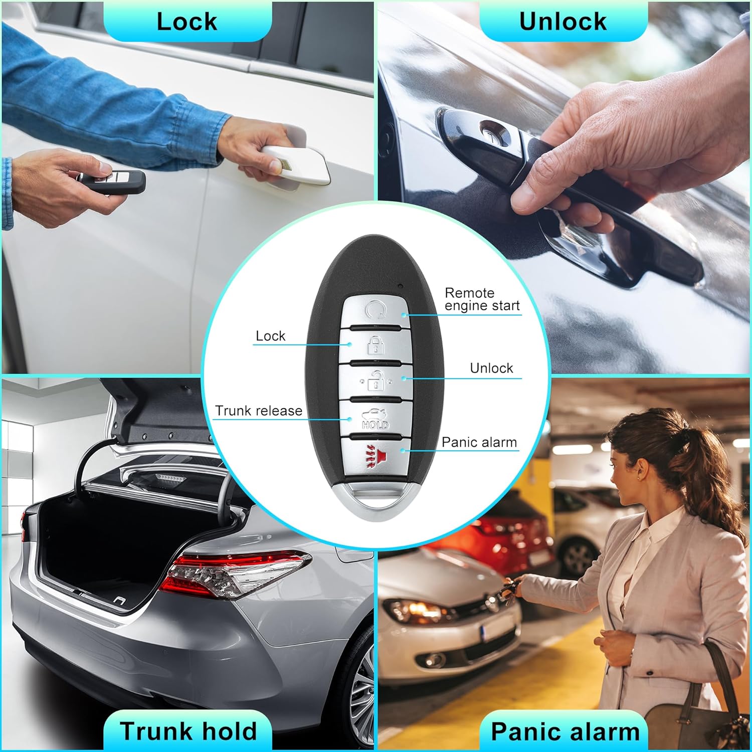 X AUTOHAUX KR5TXN4 433Mhz Replacement Keyless Entry Remote Smart Key Fob for Nissan Altima 2019-2022 for Nissan Versa Sentra 2020-2022 285E3-6CA6A S180144803 4A Chip 5 Buttons - Image 7