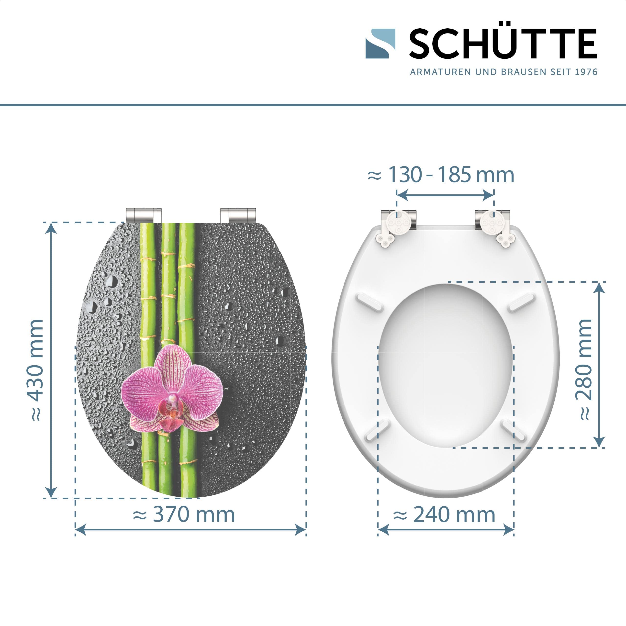 Schütte ASIA 80521, Abattant WC HIGH GLOSS avec noyau en bois (MDF) et système d'abaissement automatique, compatible avec la majorité des cuvettes WC, motif