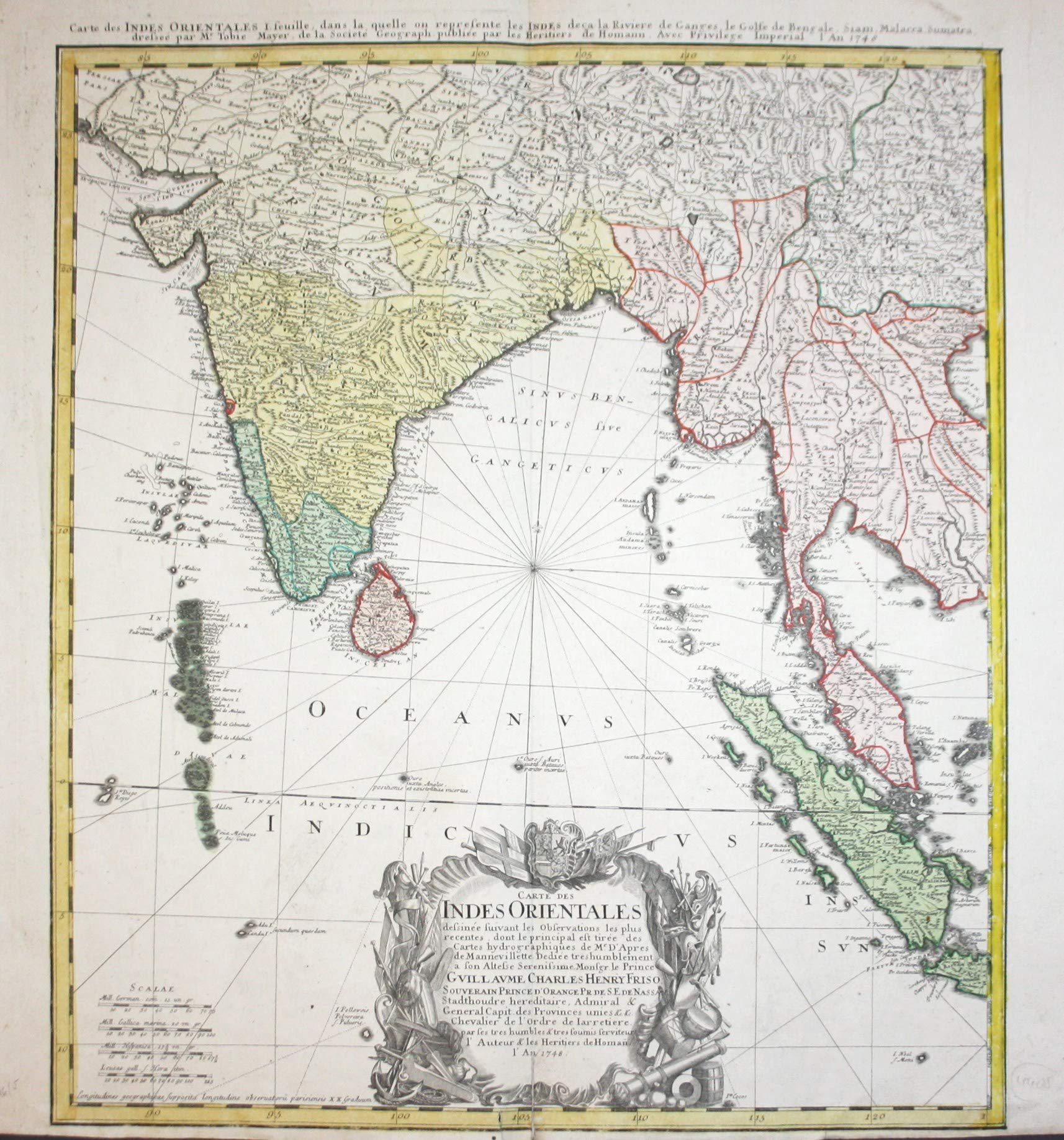 "Carte des Indes Orientales" - India Sri Lanka Singapore Malaysia Thailand Asia Karte map