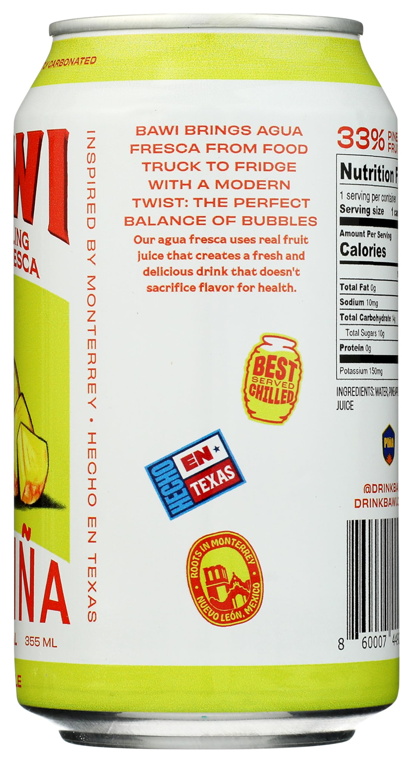 Bawi Agua Fresca Pineapple Sparkling Agua Fresca, 12 FZ
