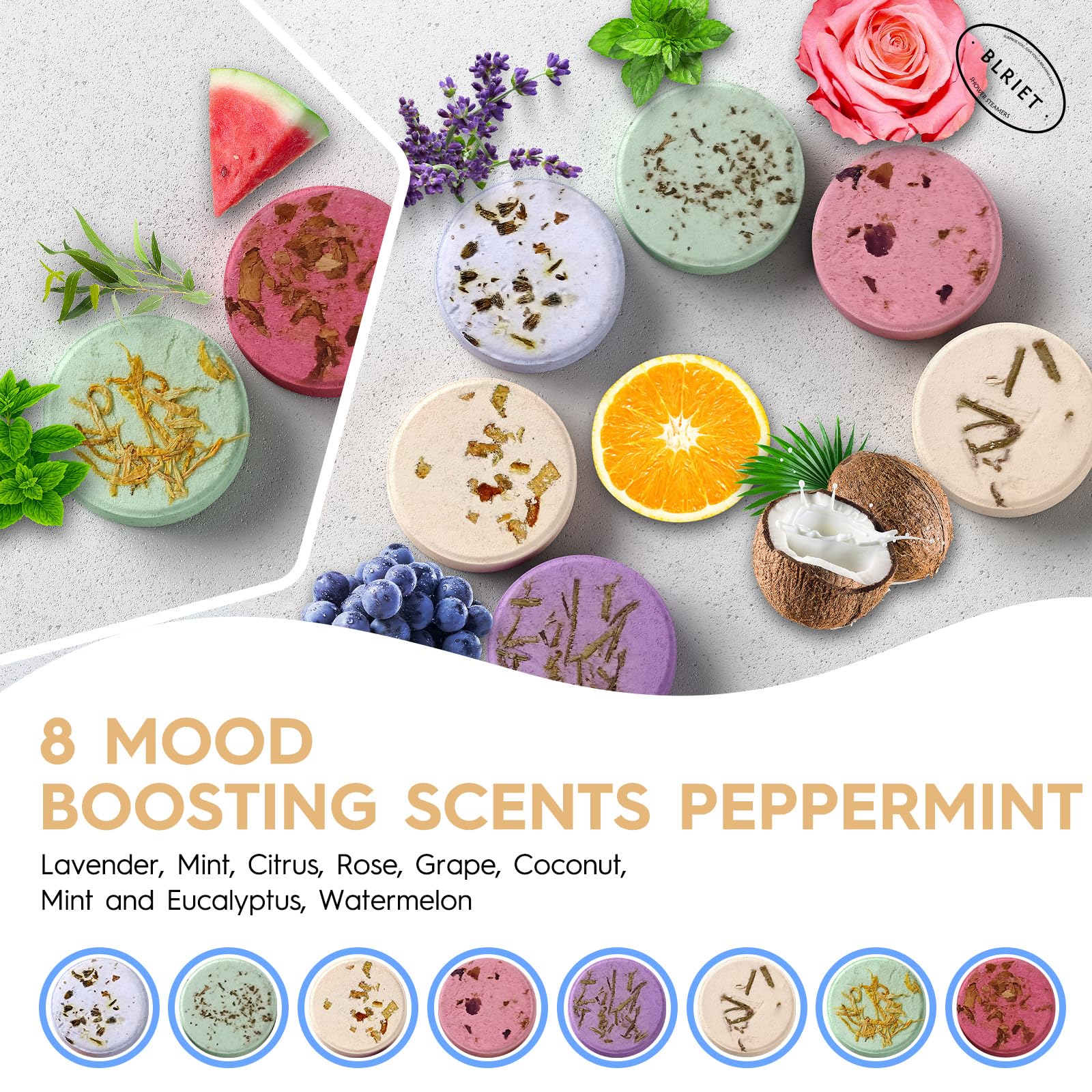 Shower Steamers Aromatherapy Mothers Day Gifts 8 Pack Shower Bombs Fruit Scents with Essential Oils, Birthday Gifts for Girlfriend, Her, Men, Mom, Teens, Self Care Relaxation Home SPA Stress Relief