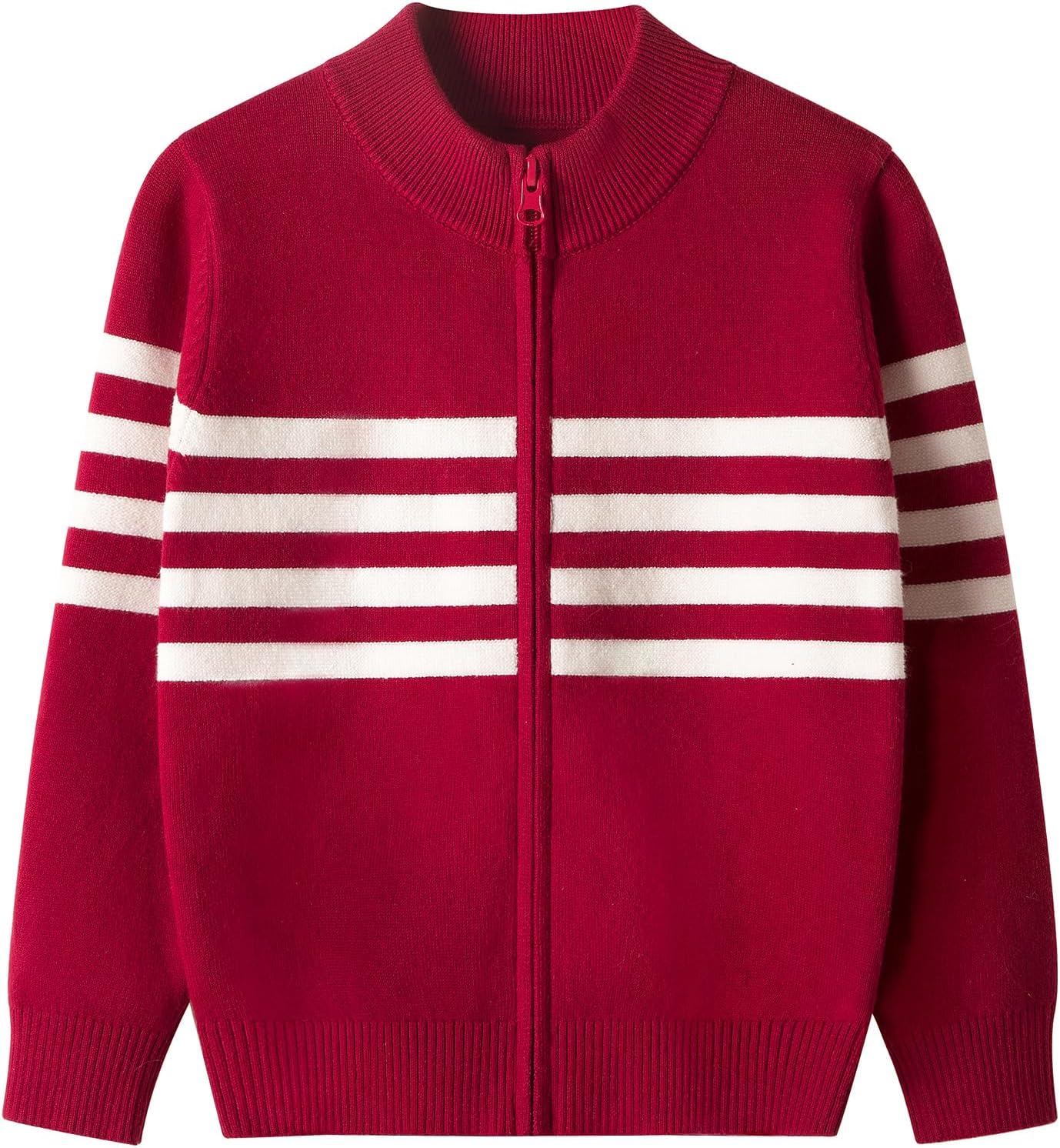 Danny D Boys Striped Full Zip Long Sleeve Cardigan Children's Striped Knit Casual Cardigan Sweater Tops Jacket