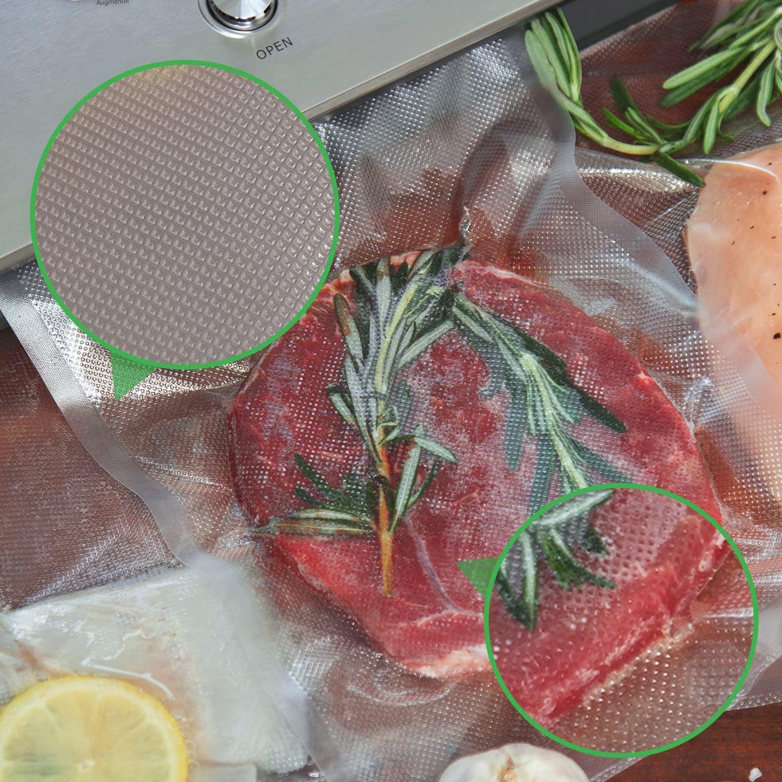 YISH Sac Sous Vide Alimentaire: Rouleau Sous Vide Alimentaire pour L'appareil de Mise Sous Vide, Sac Sous Vide pour La Cuisson, 5 Rouleaux 28x300cm, Film Sous Vide Alimentaire sans BPA