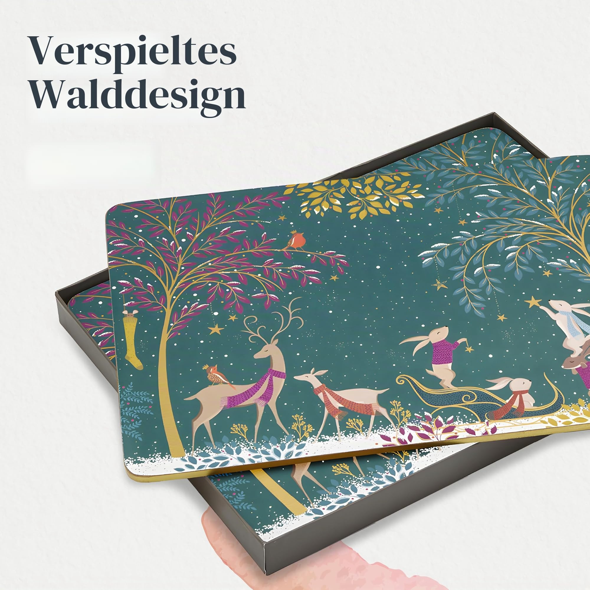Woodland Tales Platzsets, groß, Grün, 4 Stück