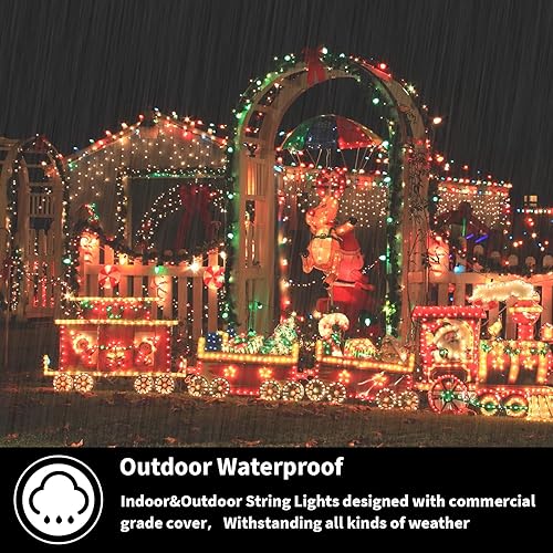 Miniatura 5 de LAMPHOME Tira de 500 luces LED de Navidad para exteriores, extensibles, decoración navideña, luces enchufables con 10 funciones y temporizador,