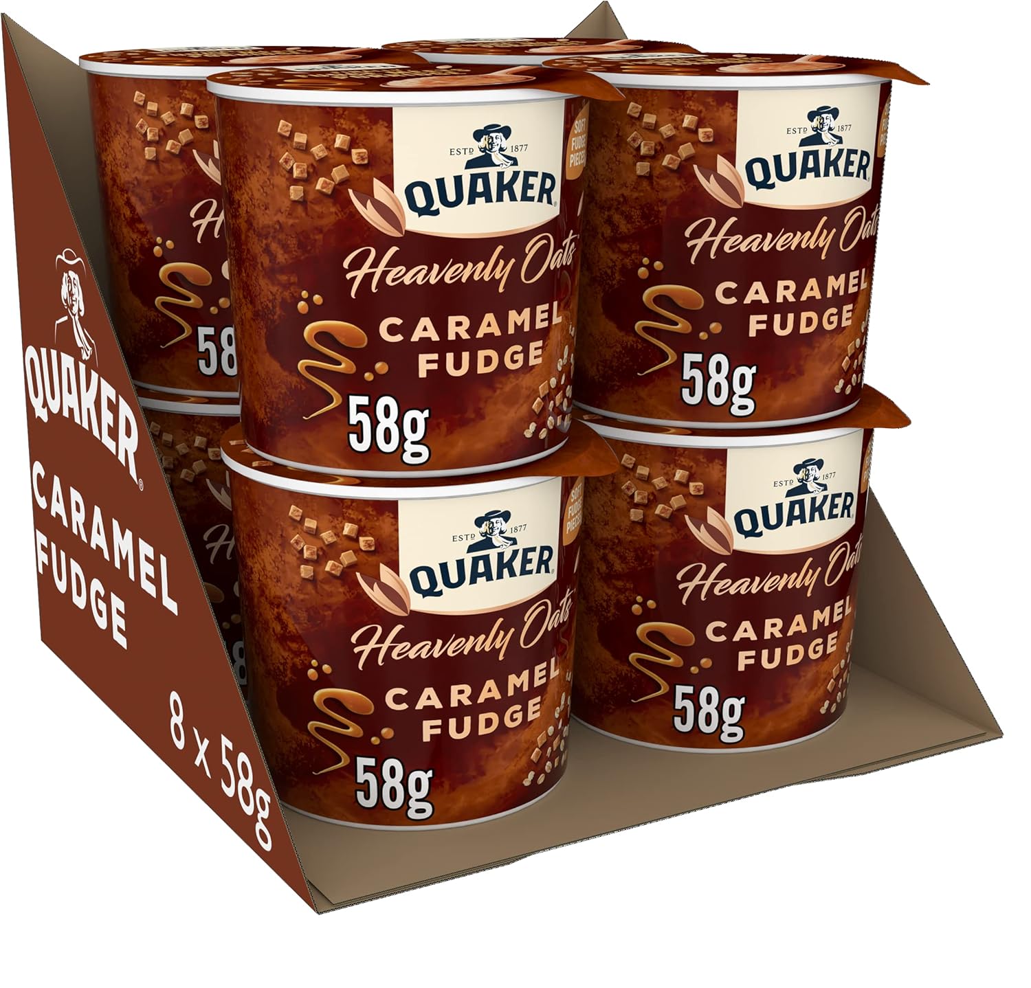Quaker Heavenly Oats Caramel Fudge Porridge Pot 58 g (Pack of 8 ...