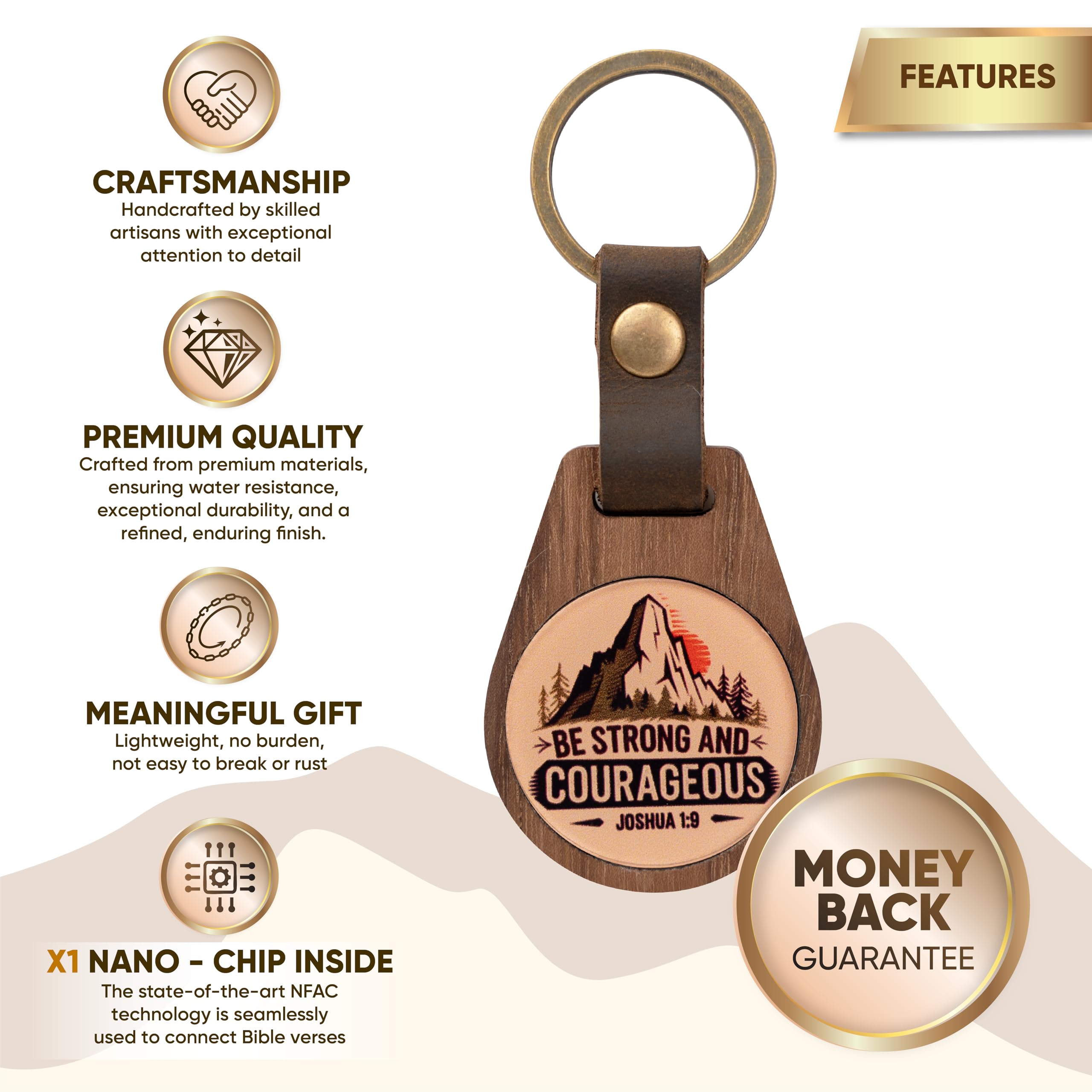 DEARMINE Cross Keychain with NFC Technology, Christian Keychains for Men and Women, Cross Key Chain for Faith and Inspiration (Be Strong Keychain)