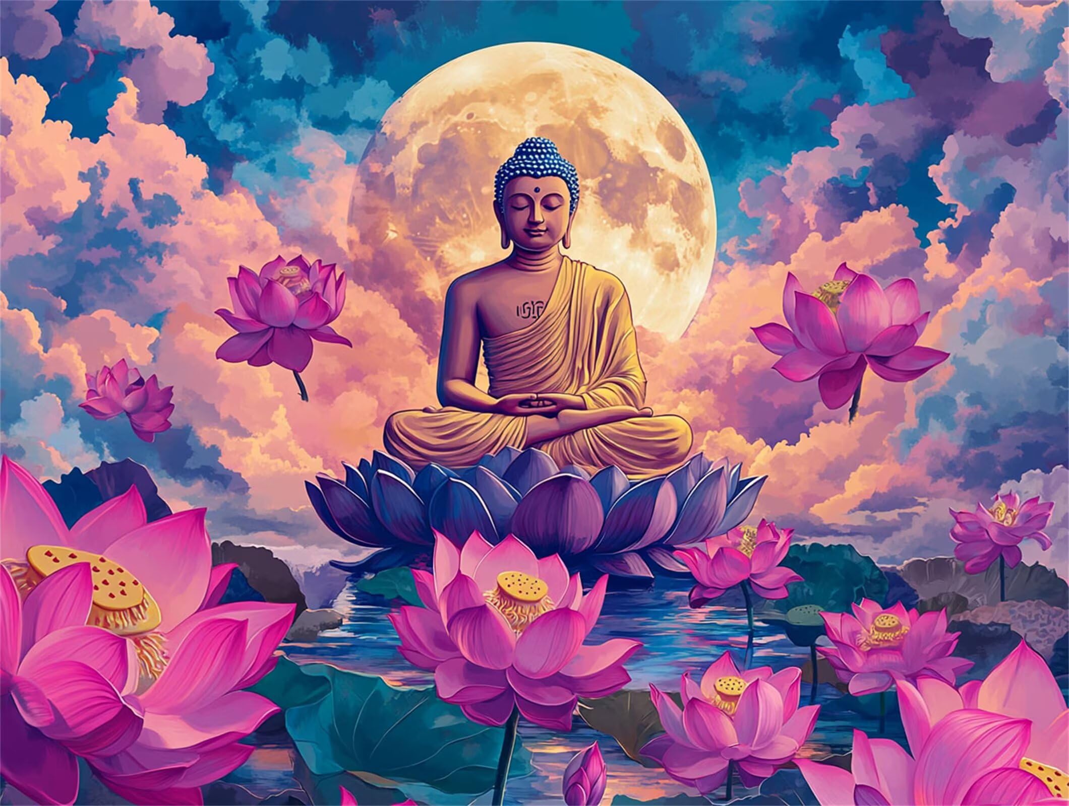 Diamond Painting Lotus, 5D Diamond Painting Erwachsene 70x90cm qw1-601