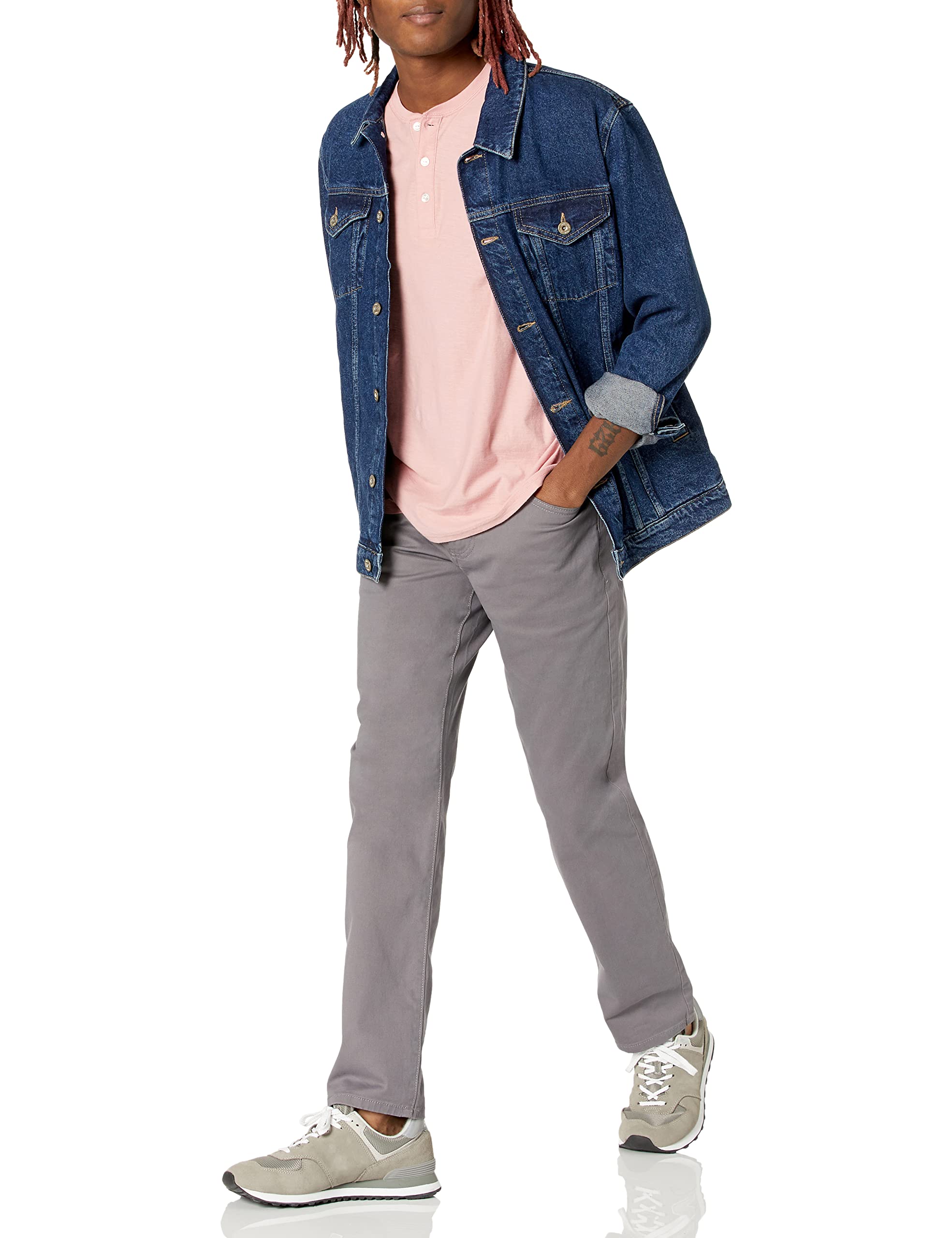 Snapklik.com : Essentials Mens Straight-Fit 5-Pocket Stretch Twill Pant