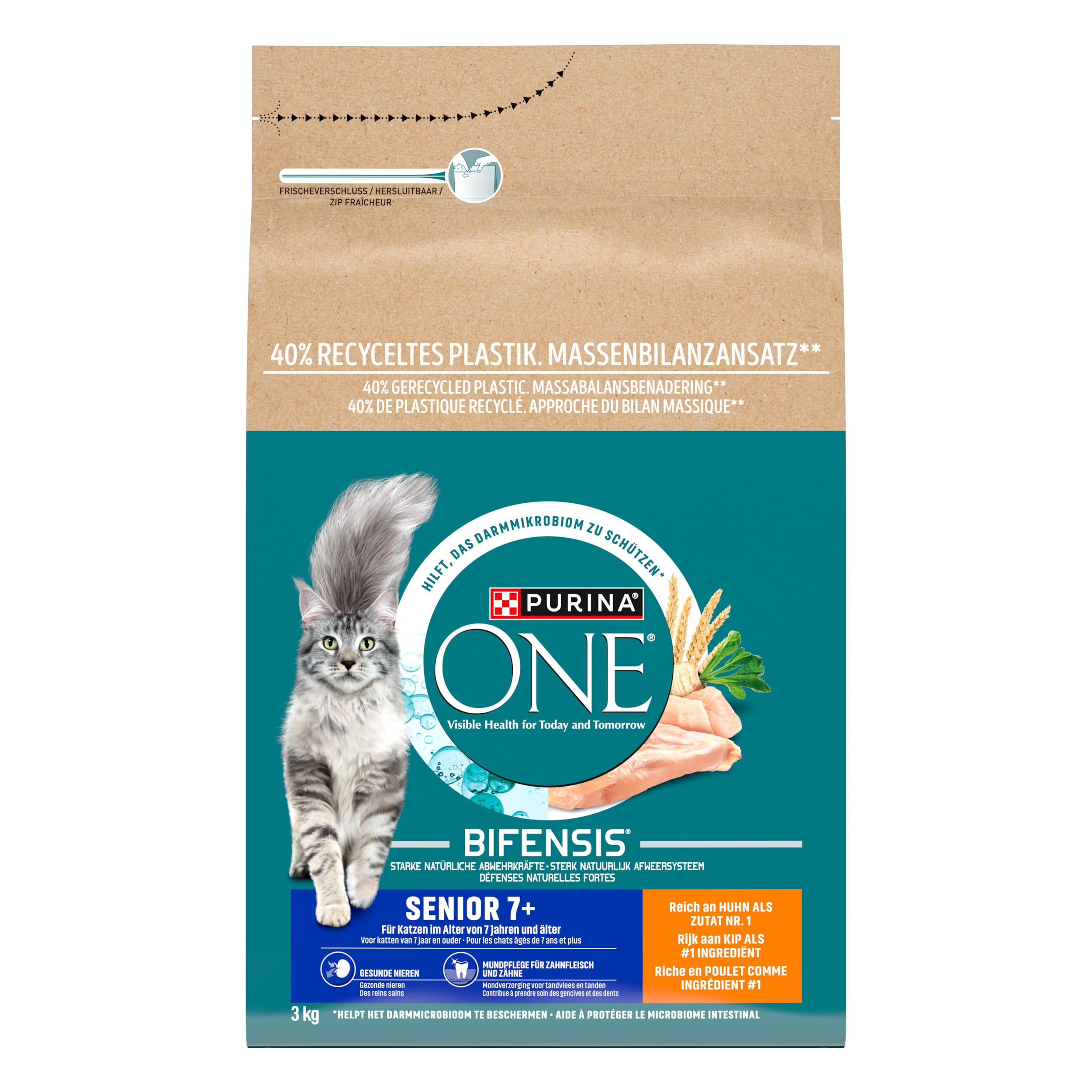 Purina ONE Katzenfutter Trocken Senior Huhn - Vollkorngetreide 3 kg